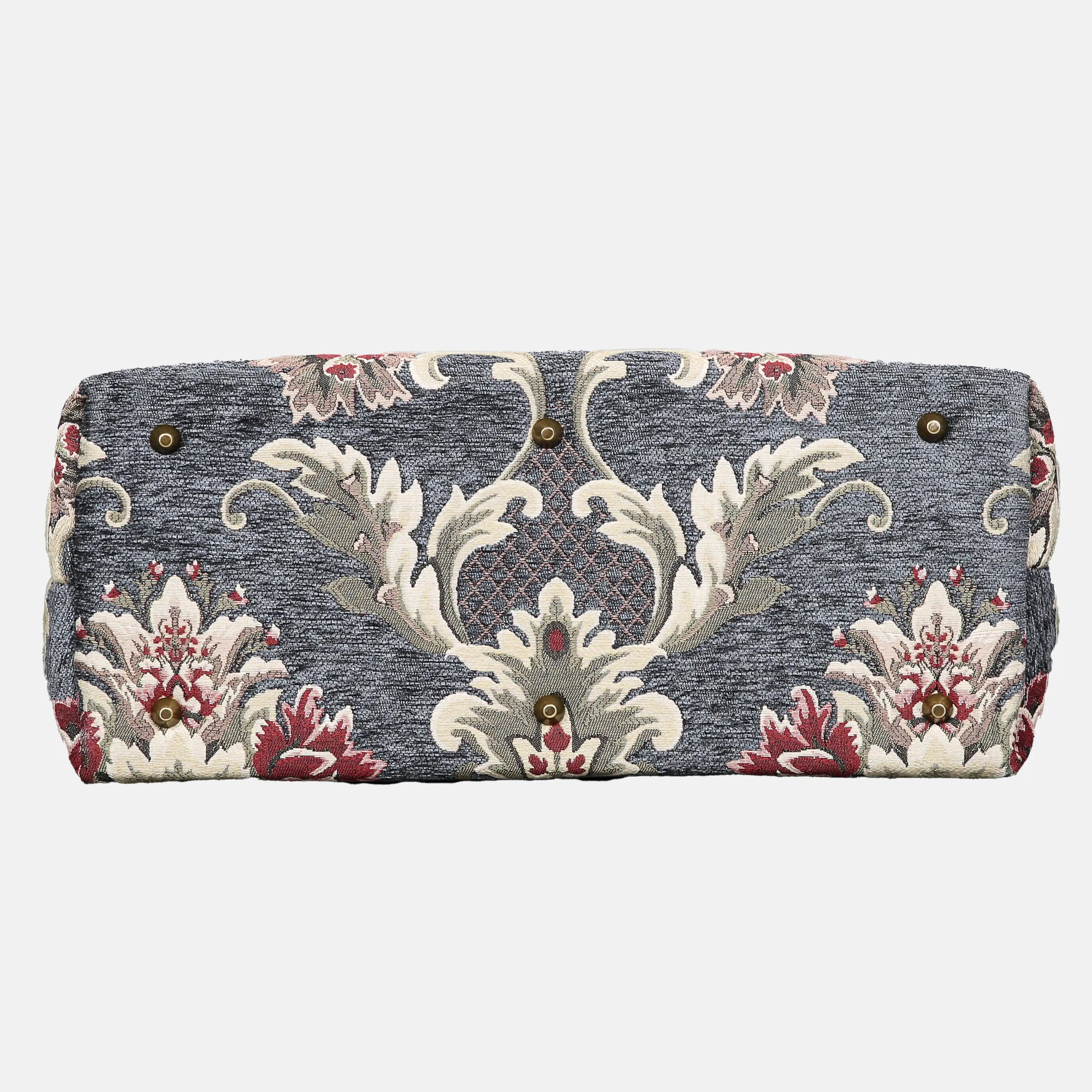 Baroque Floral Green Gray Mary Poppins Weekender carpet bag MCW Handmade bottom
