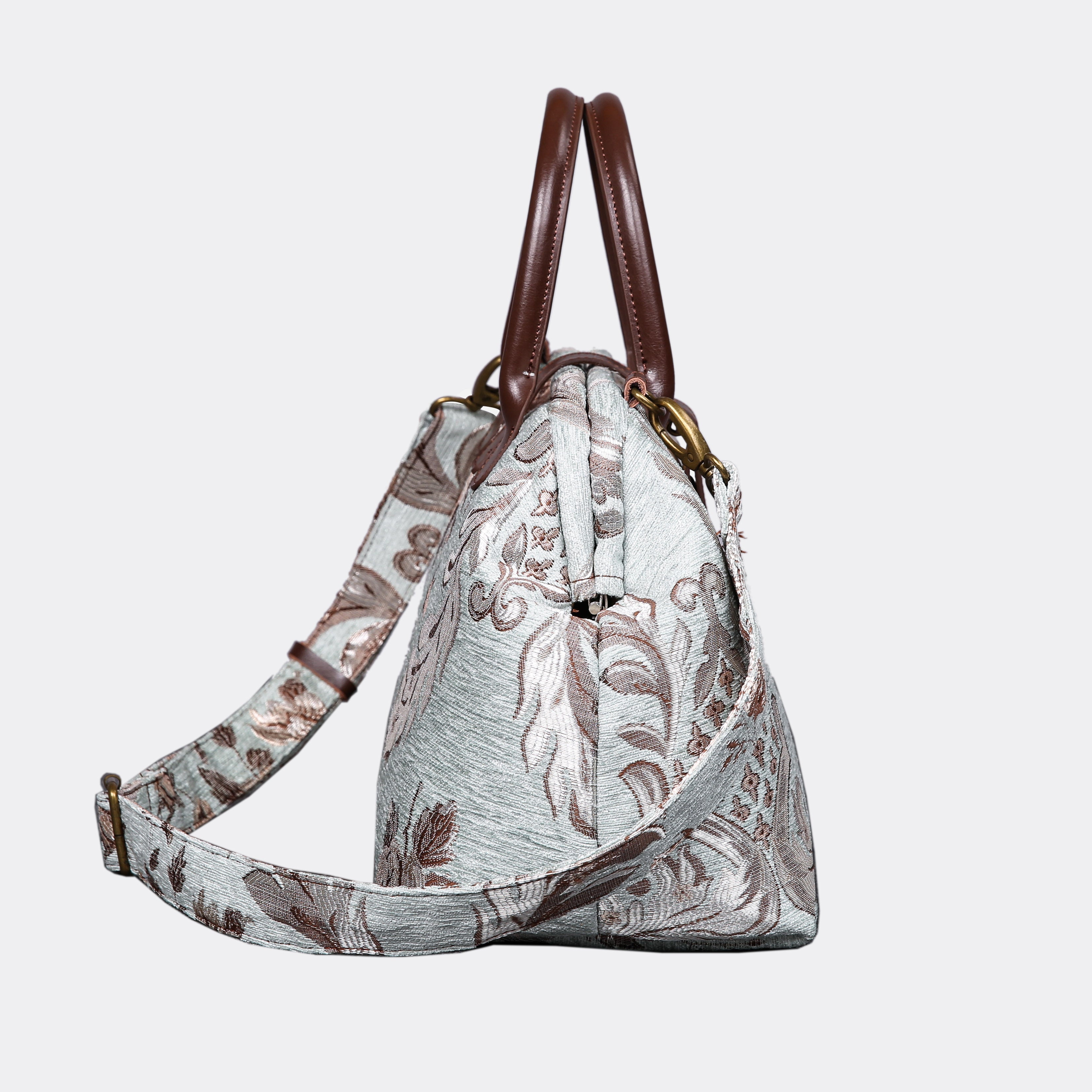 Floral Mint Carpet Handbag Purse carpet bag MCW Handmade side