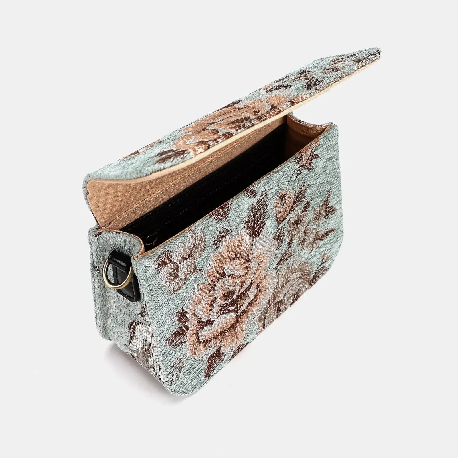 Floral Mint Flap Crossbody Carpet Bag of America side