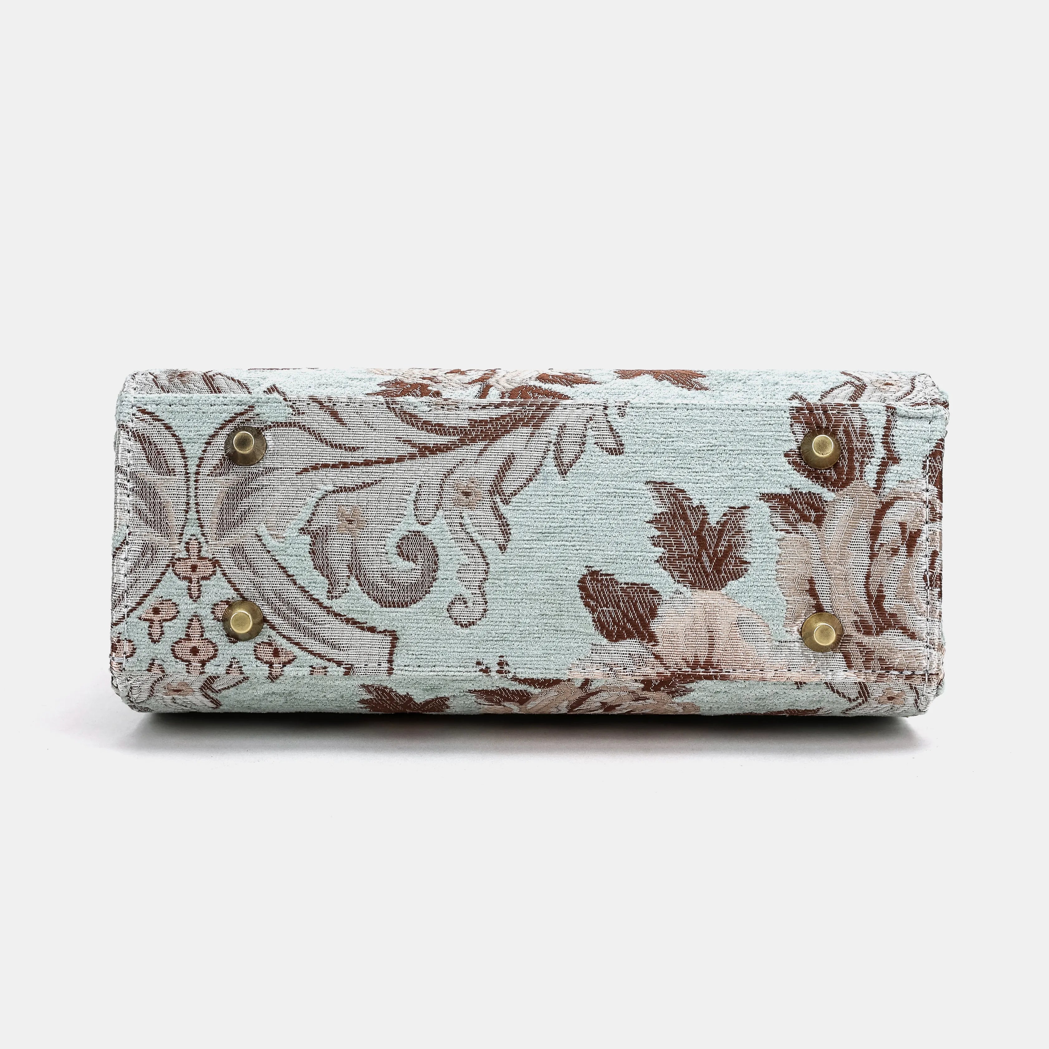 Floral Mint Flap Satchel Carpetbag of America bottom