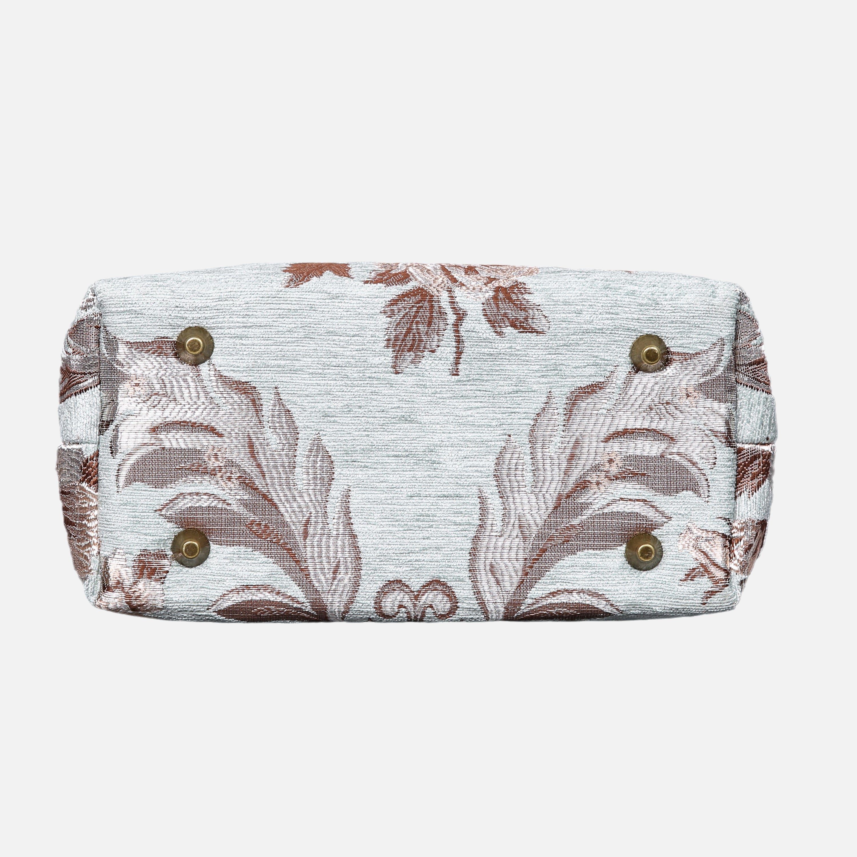 Floral Mint Tuck Lock Carpet Satchel carpet bag MCW Handmade of America bottom