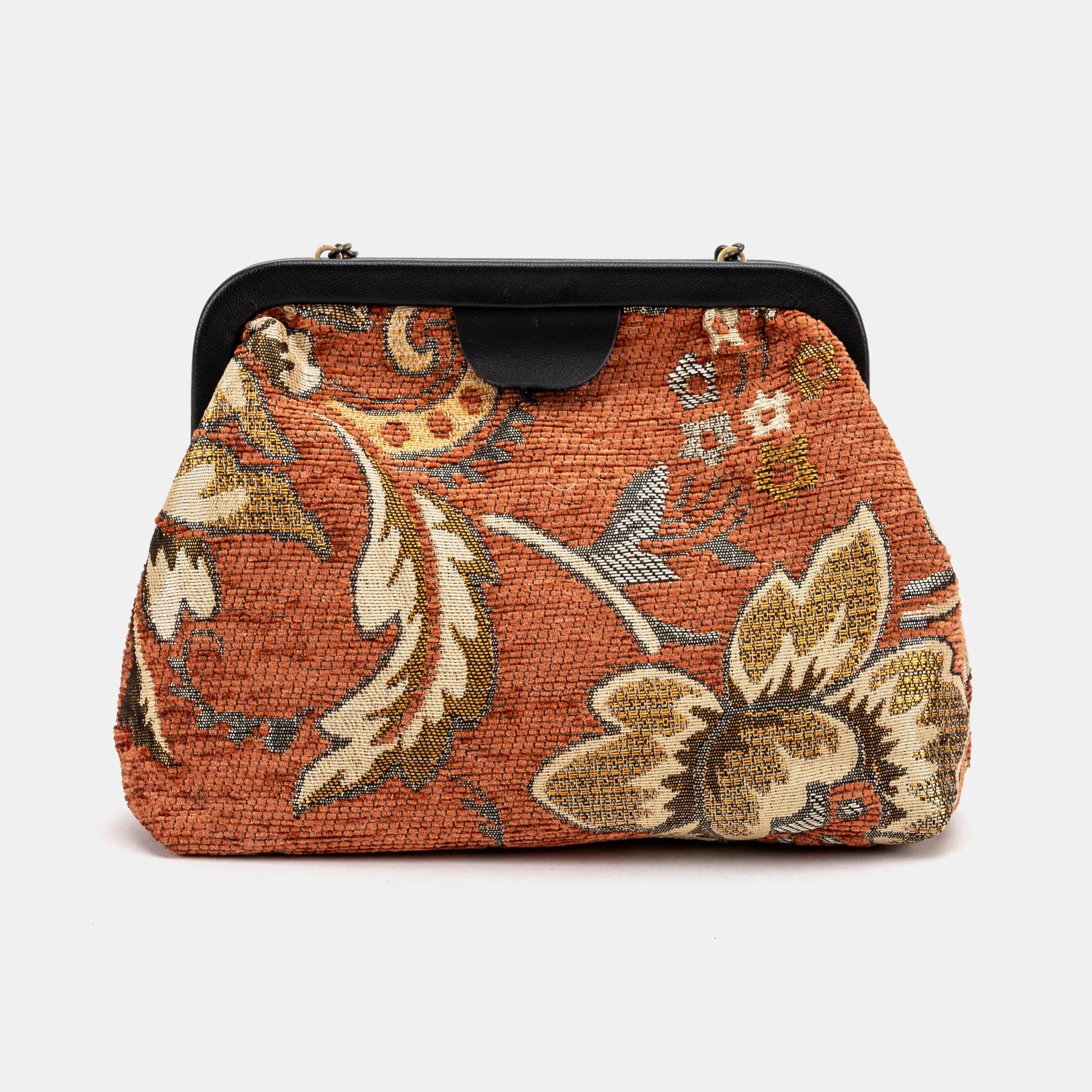 Floral Paisley Orange Alma Clutch of America back