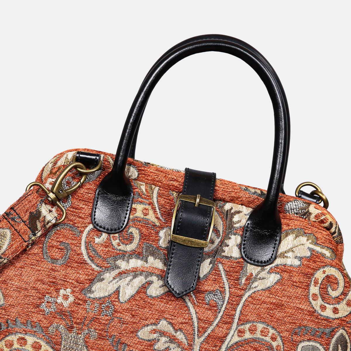 Floral Paisley Orange Carpet Handbag Purse carpet bag MCW Handmade detail