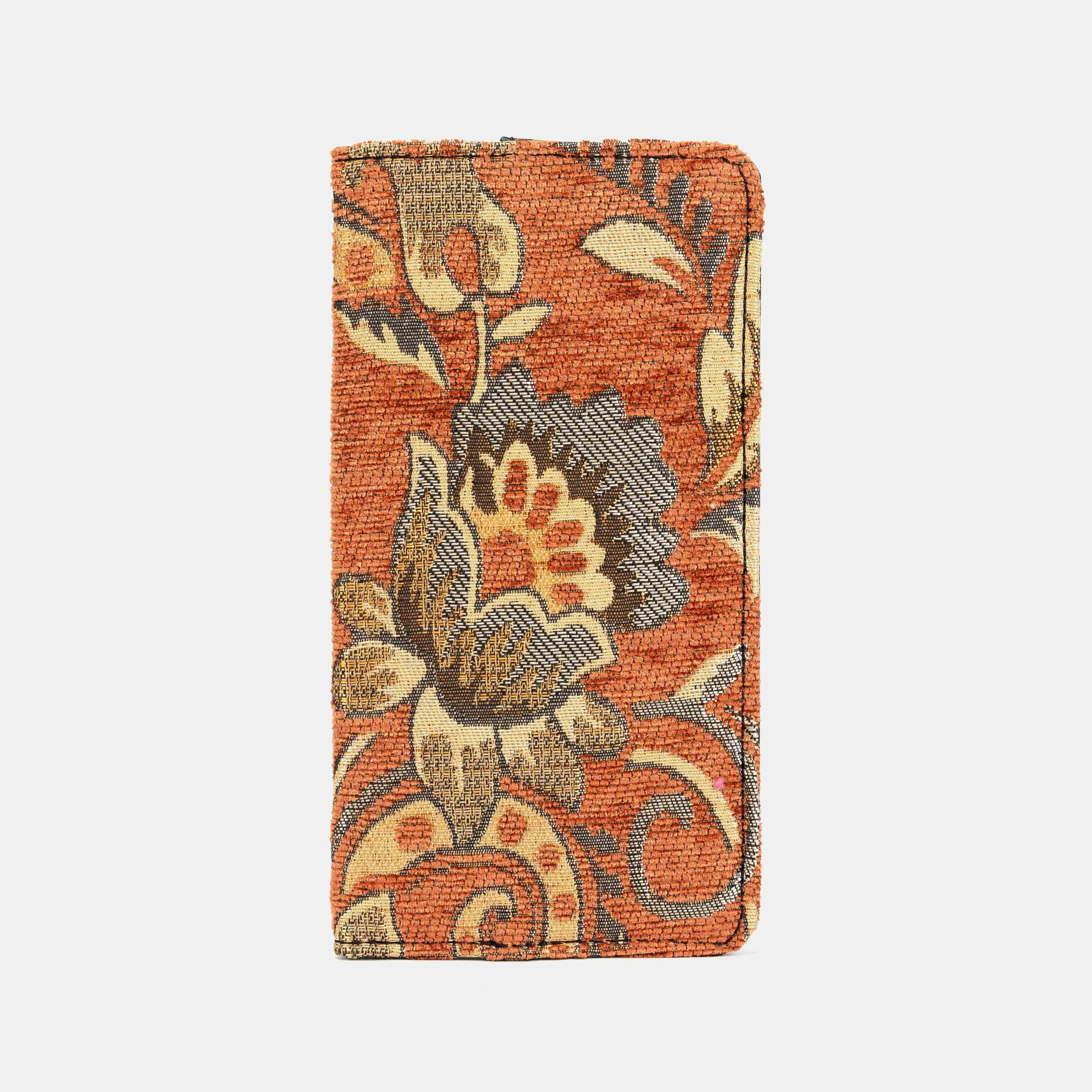 Checkbook Cover Carpetbag Floral Paisley Orange of America main