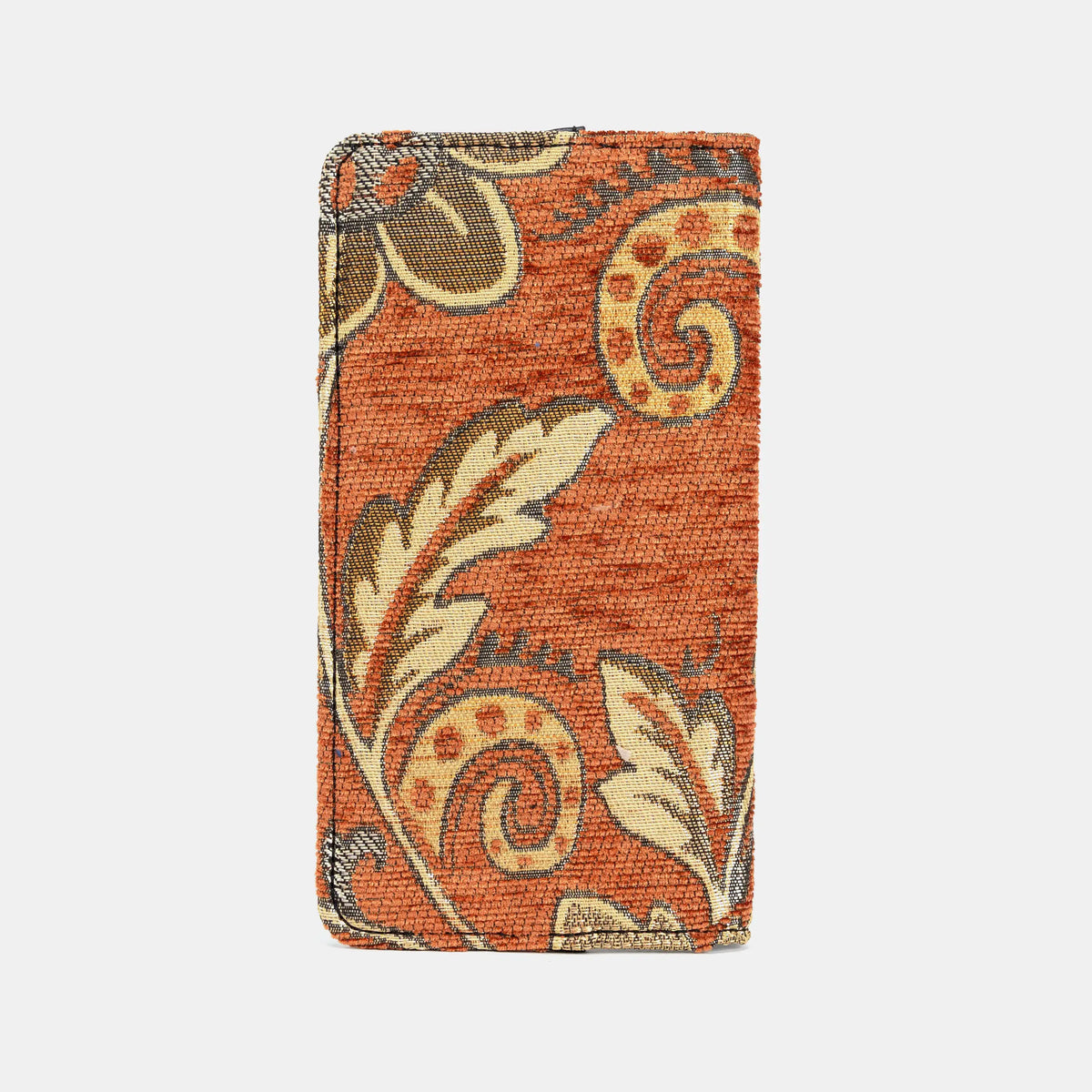 Checkbook Cover Carpetbag Floral Paisley Orange of America back