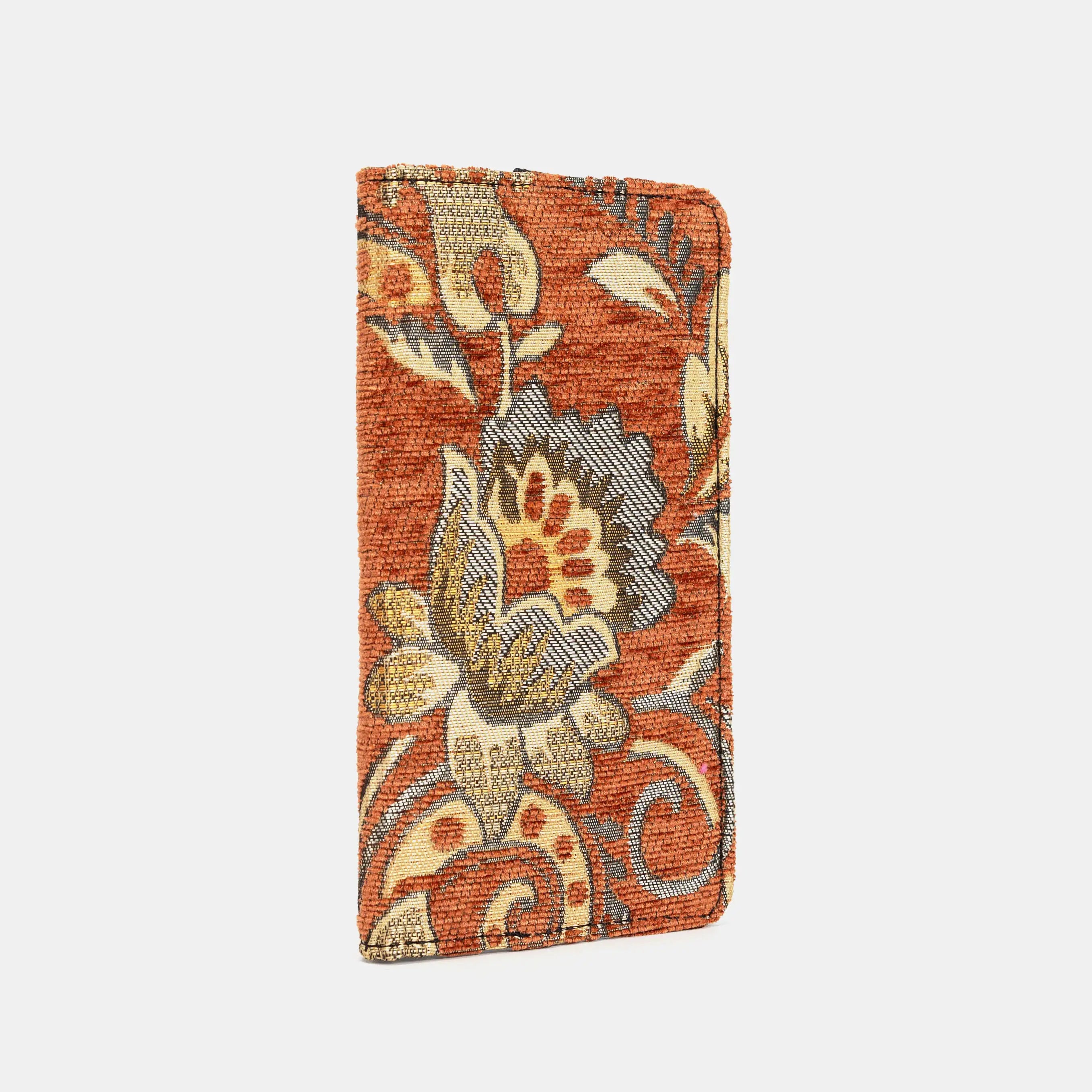 Checkbook Cover Carpetbag Floral Paisley Orange of America front side