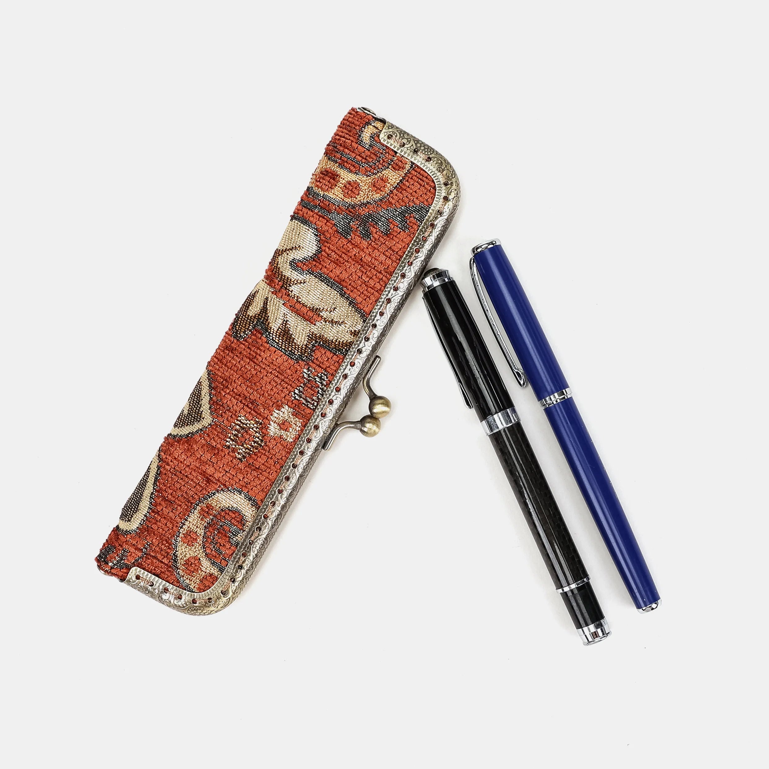 Floral Paisley Orange Duo Pen Case Carpetbag of America main