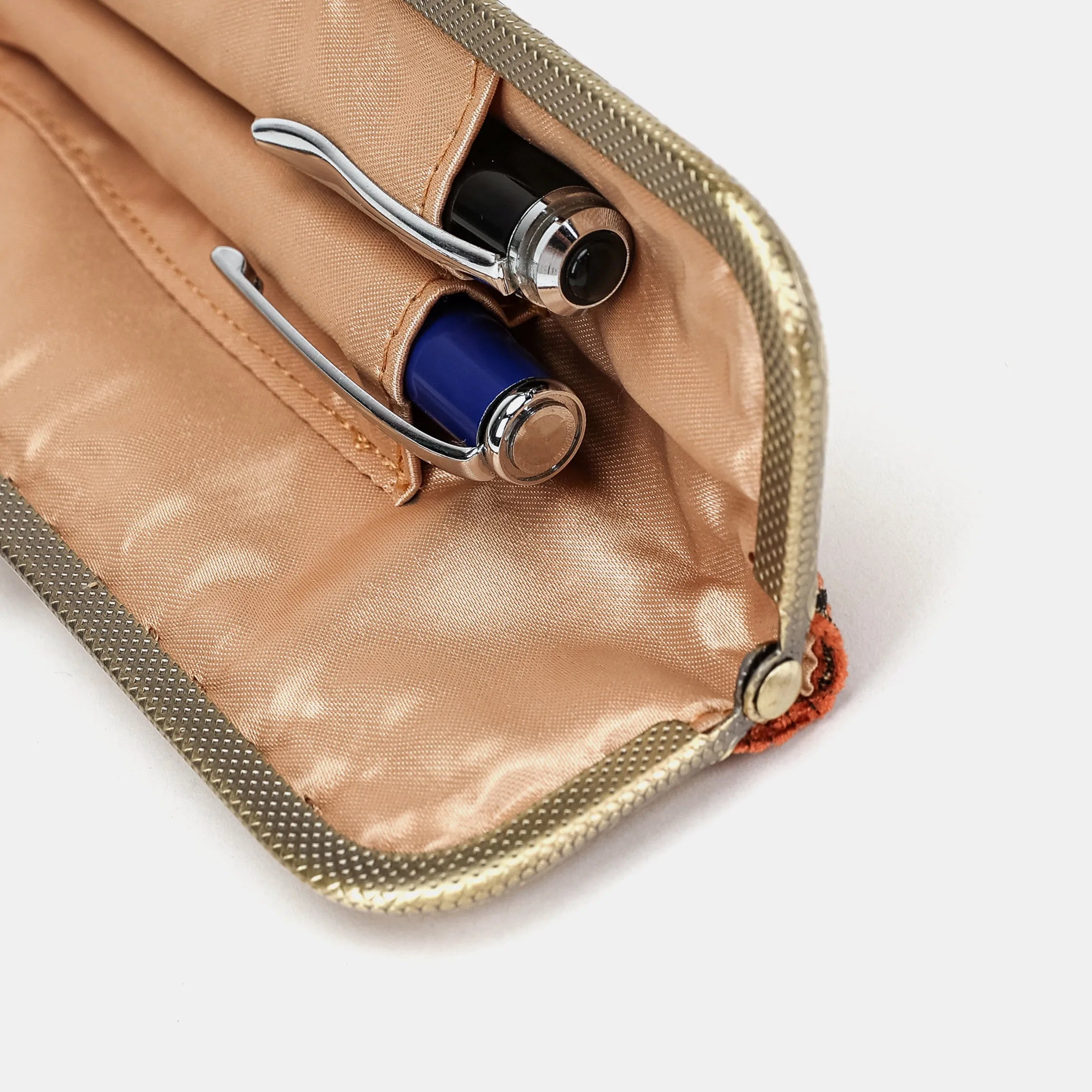 Floral Paisley Orange Duo Pen Case Carpetbag of America detail
