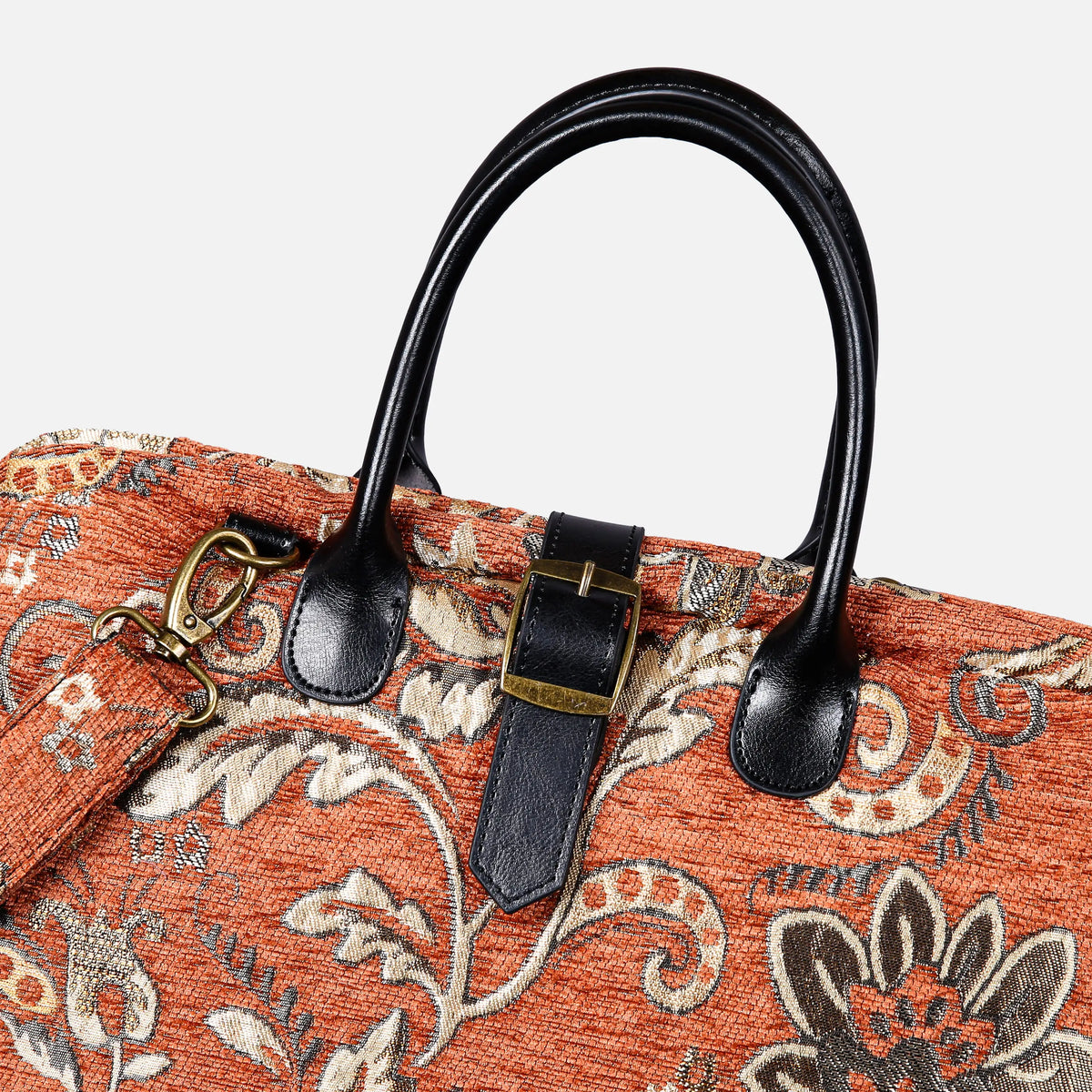 Floral Paisley Orange Mary Poppins Weekender carpet bag MCW Handmade detail