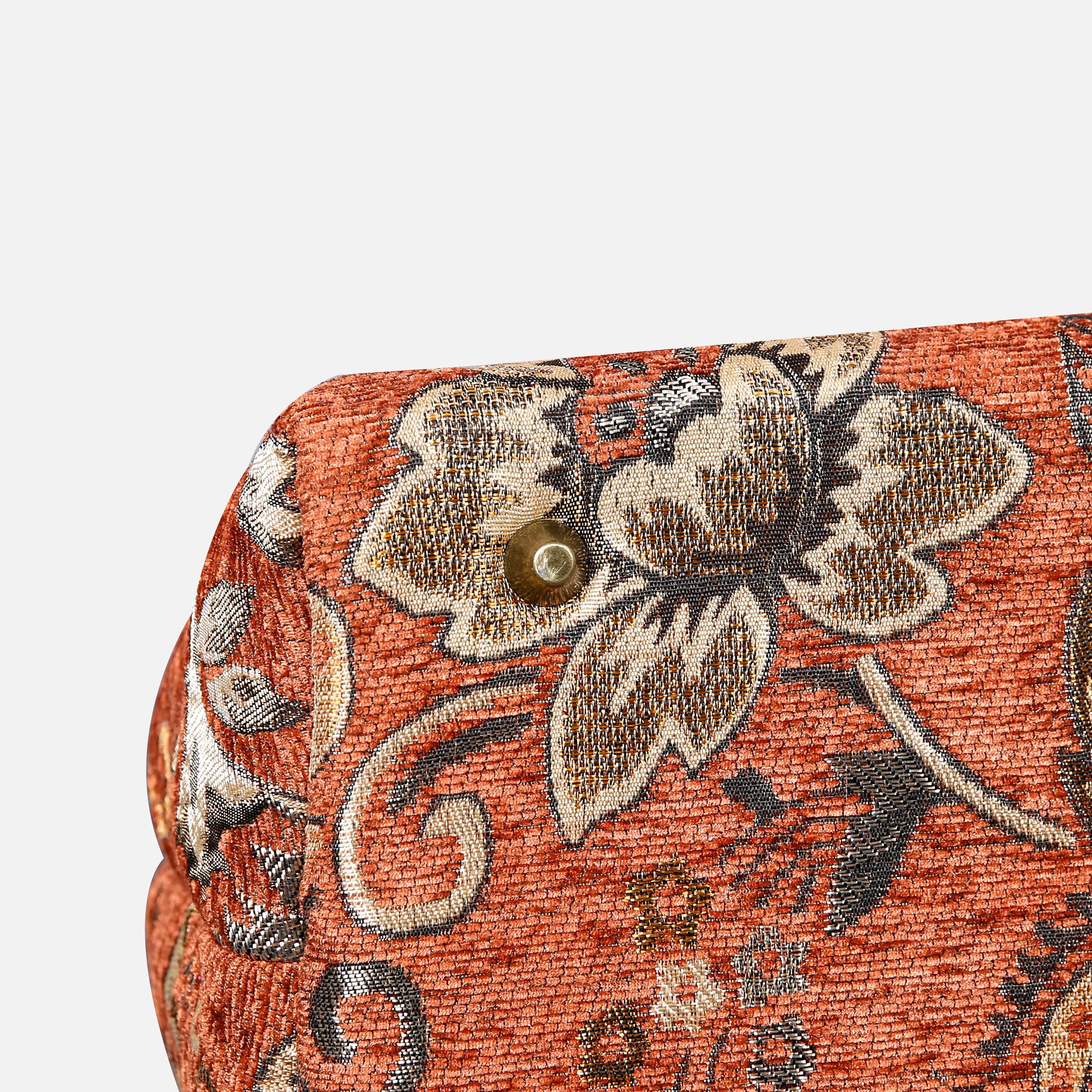Floral Paisley Orange Mary Poppins Weekender carpet bag MCW Handmade bottom