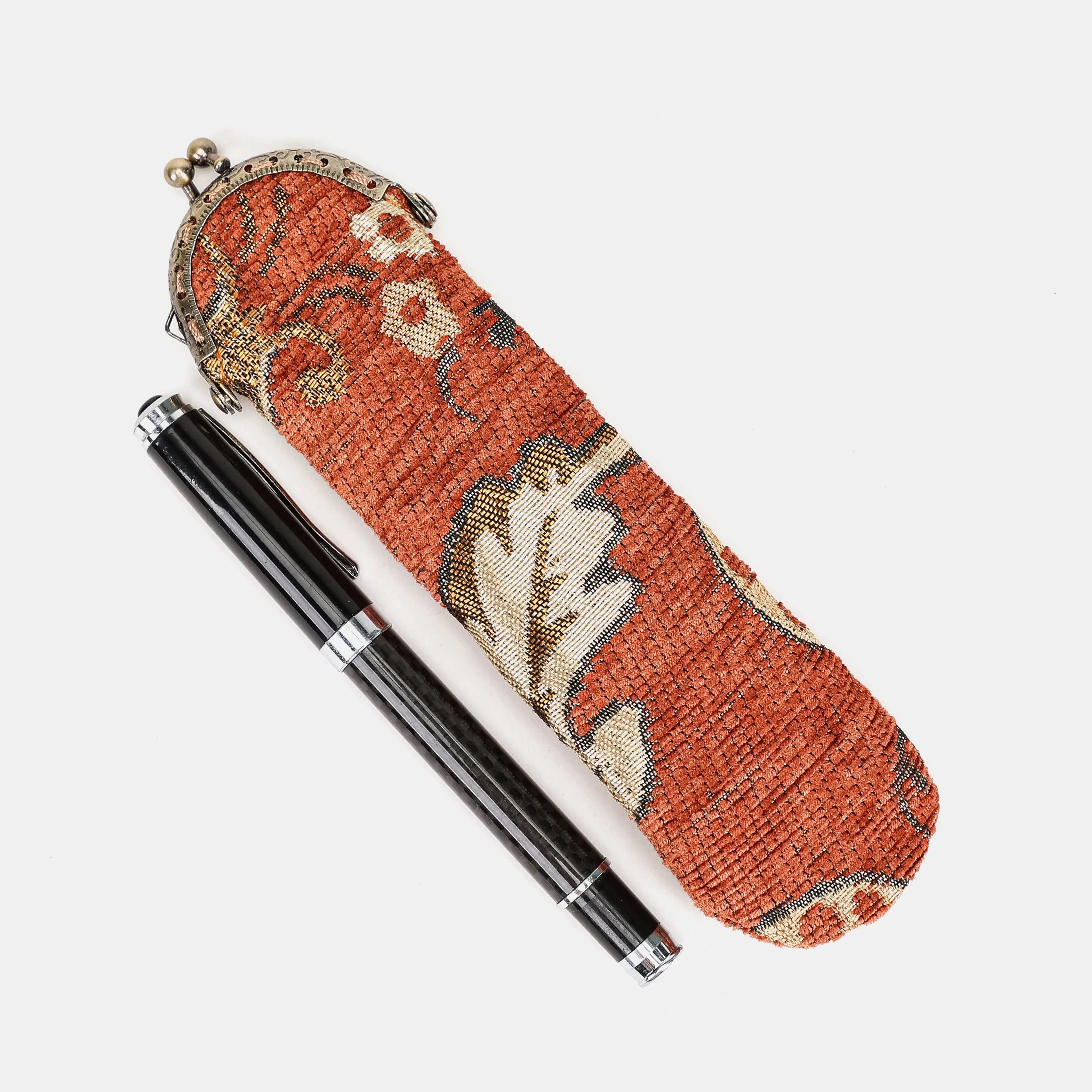 Floral Paisley Orange Solo Pen Case Carpetbag of America main