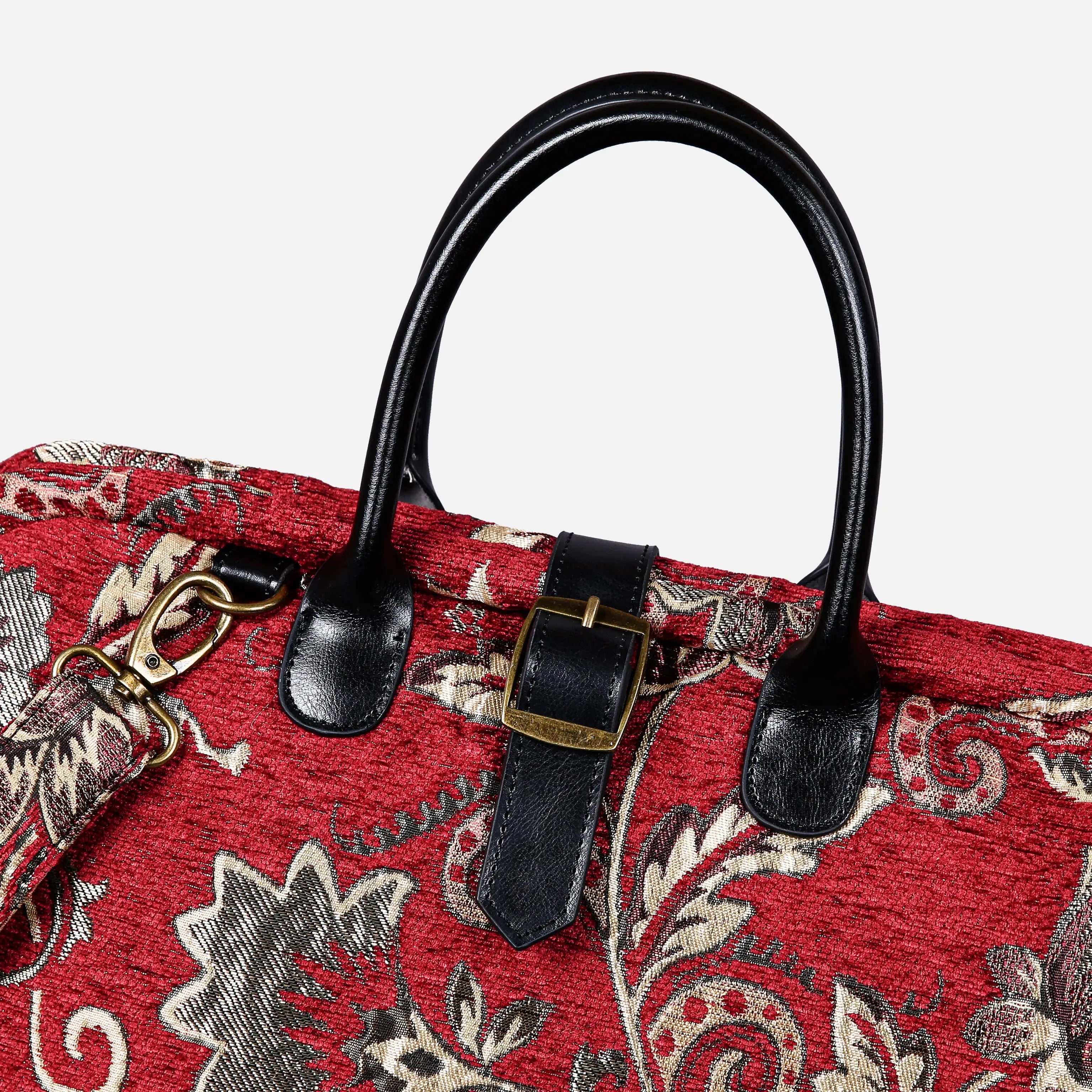 Floral Paisley Red Mary Poppins Weekender carpet bag MCW Handmade detail