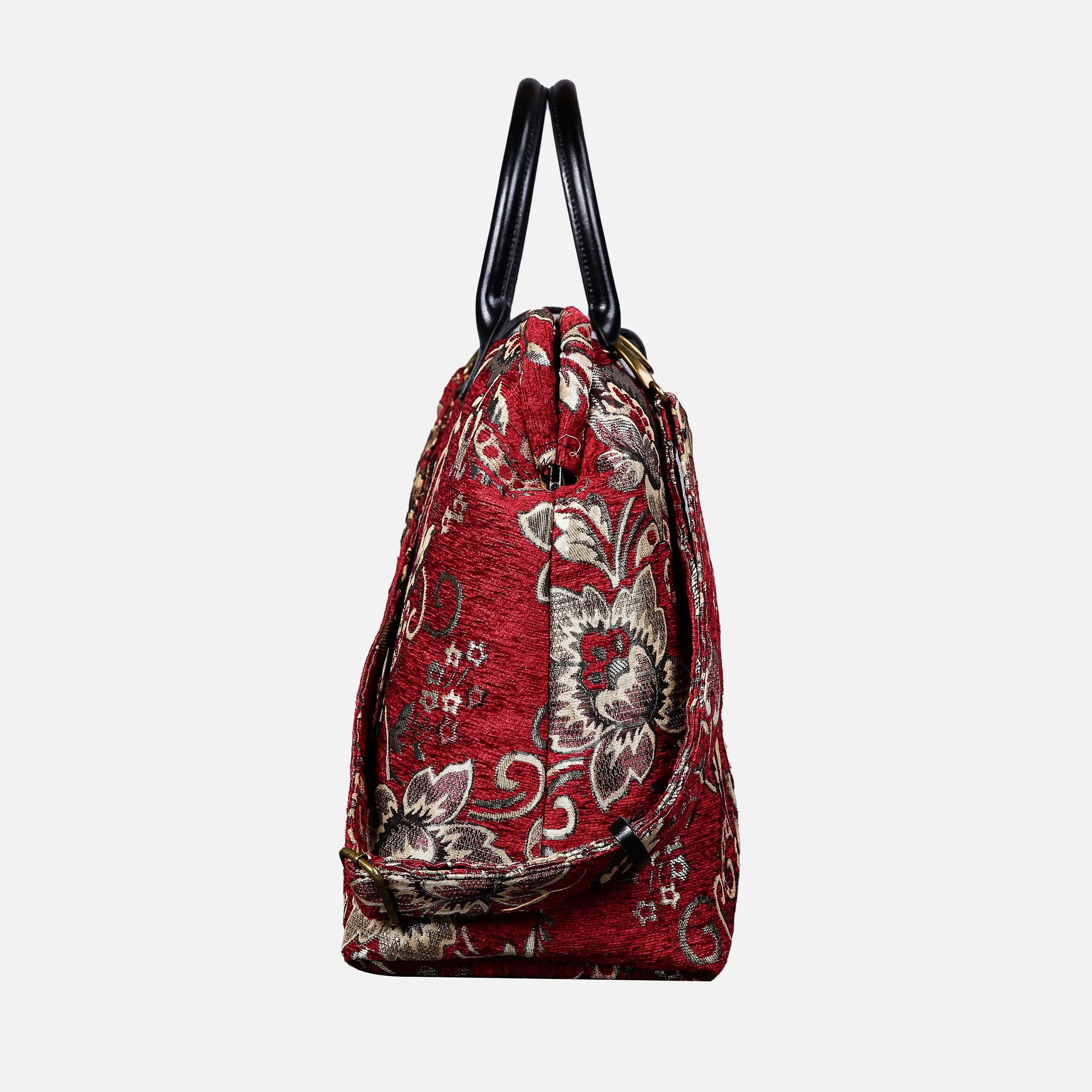 Floral Paisley Red Mary Poppins Weekender carpet bag MCW Handmade side