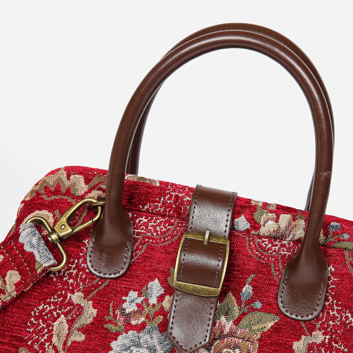 Floral Wine Carpet Handbag Purse carpet bag MCW Handmade of America buckle