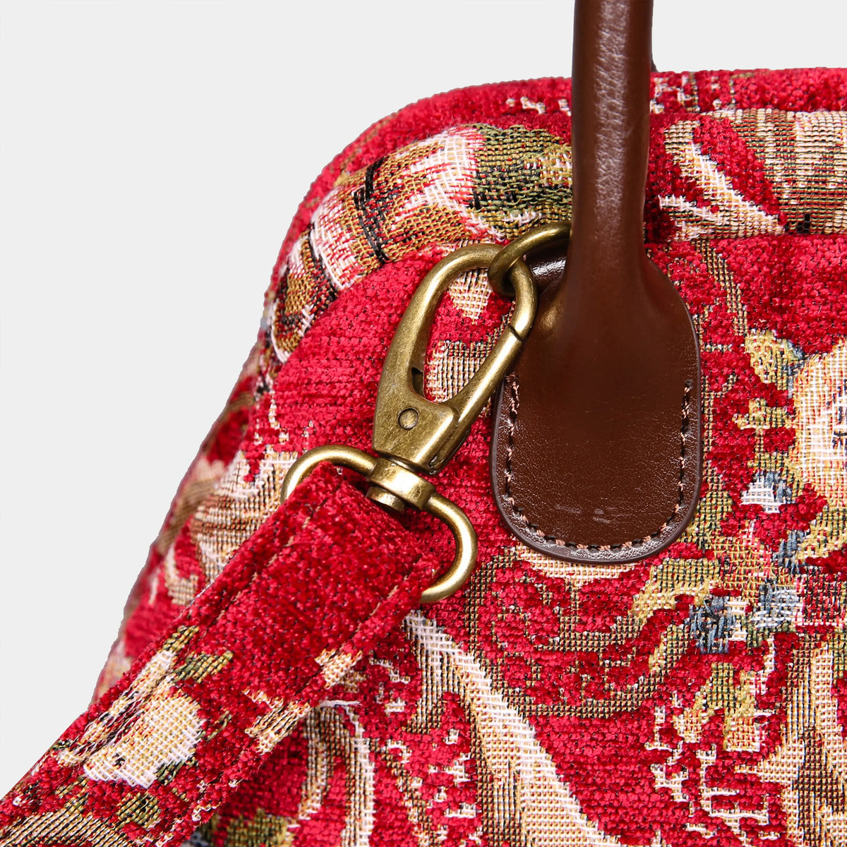 Floral Wine Carpet Satchel carpet bag MCW Handmade of America buckle