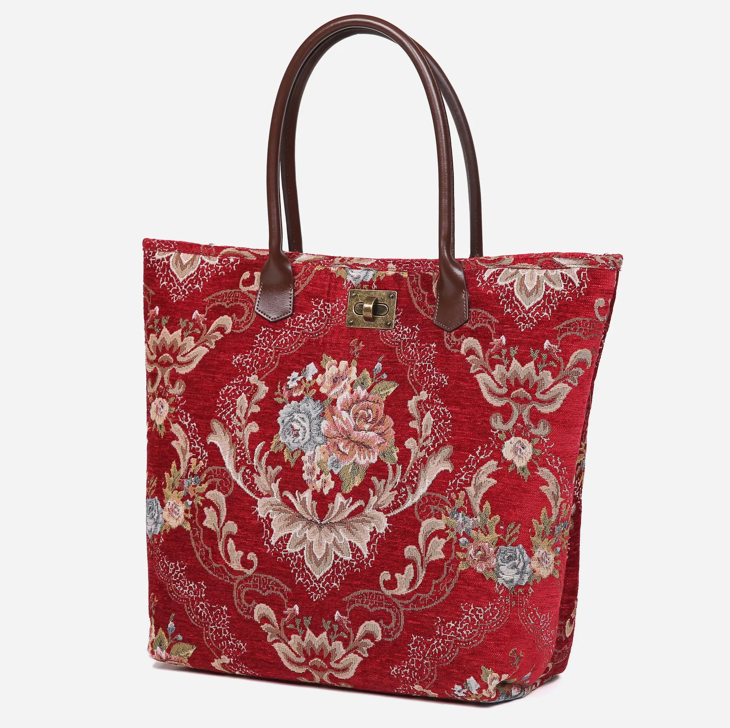 Floral Red Carpet Tote Shopper Carpetbag of America front