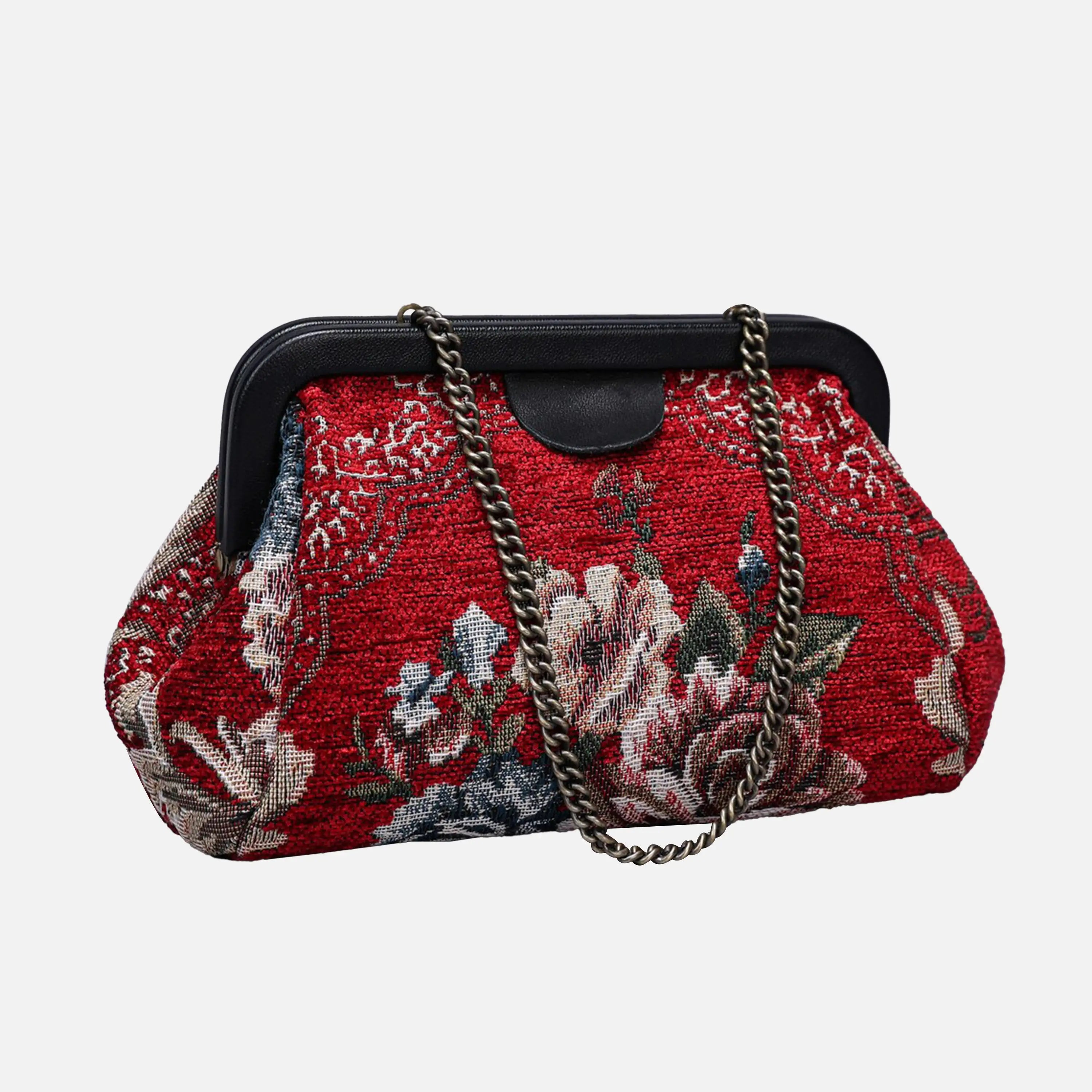 Floral Red Evening Bag Clutch carpet bag of America front