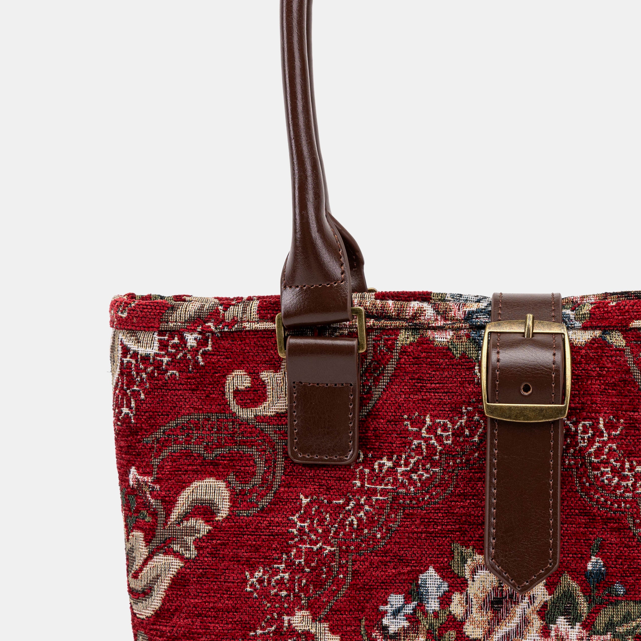 Floral Red Everyday Tote Bag of America buckle