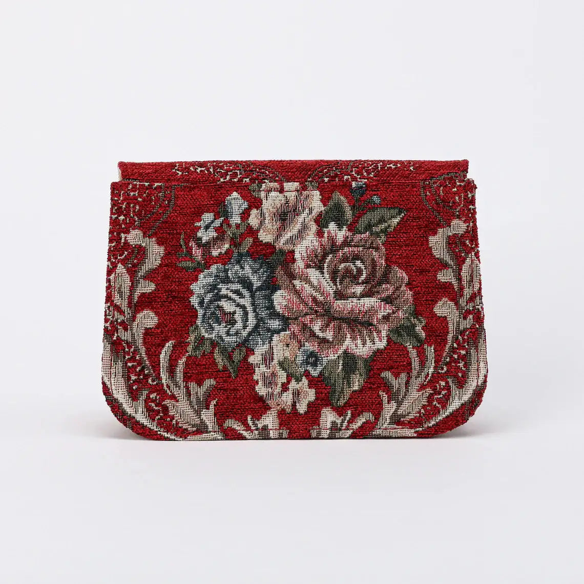 Floral Red Flap Crossbody Bag carpet bag of America back