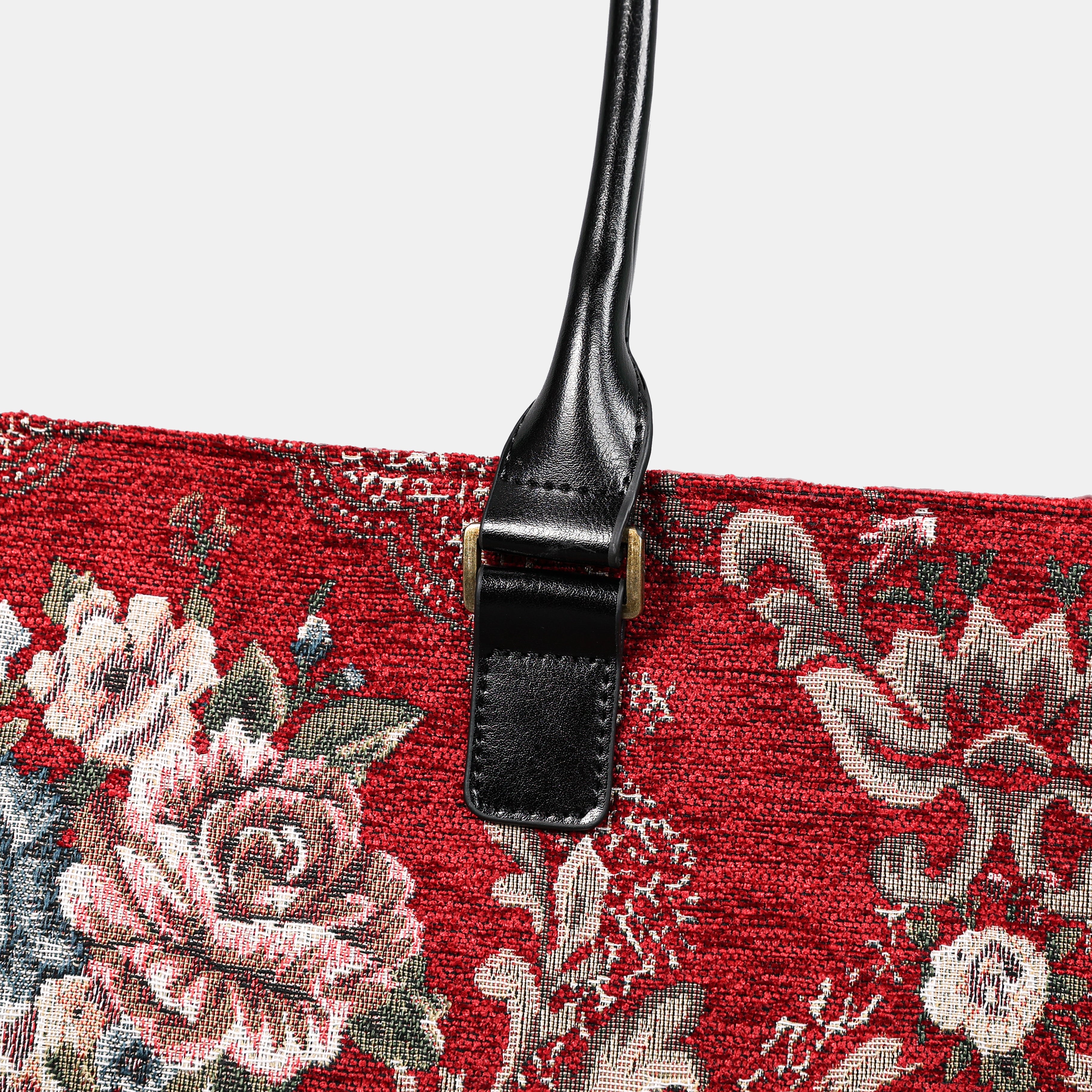 Floral Red Laptop Work Tote of America detail
