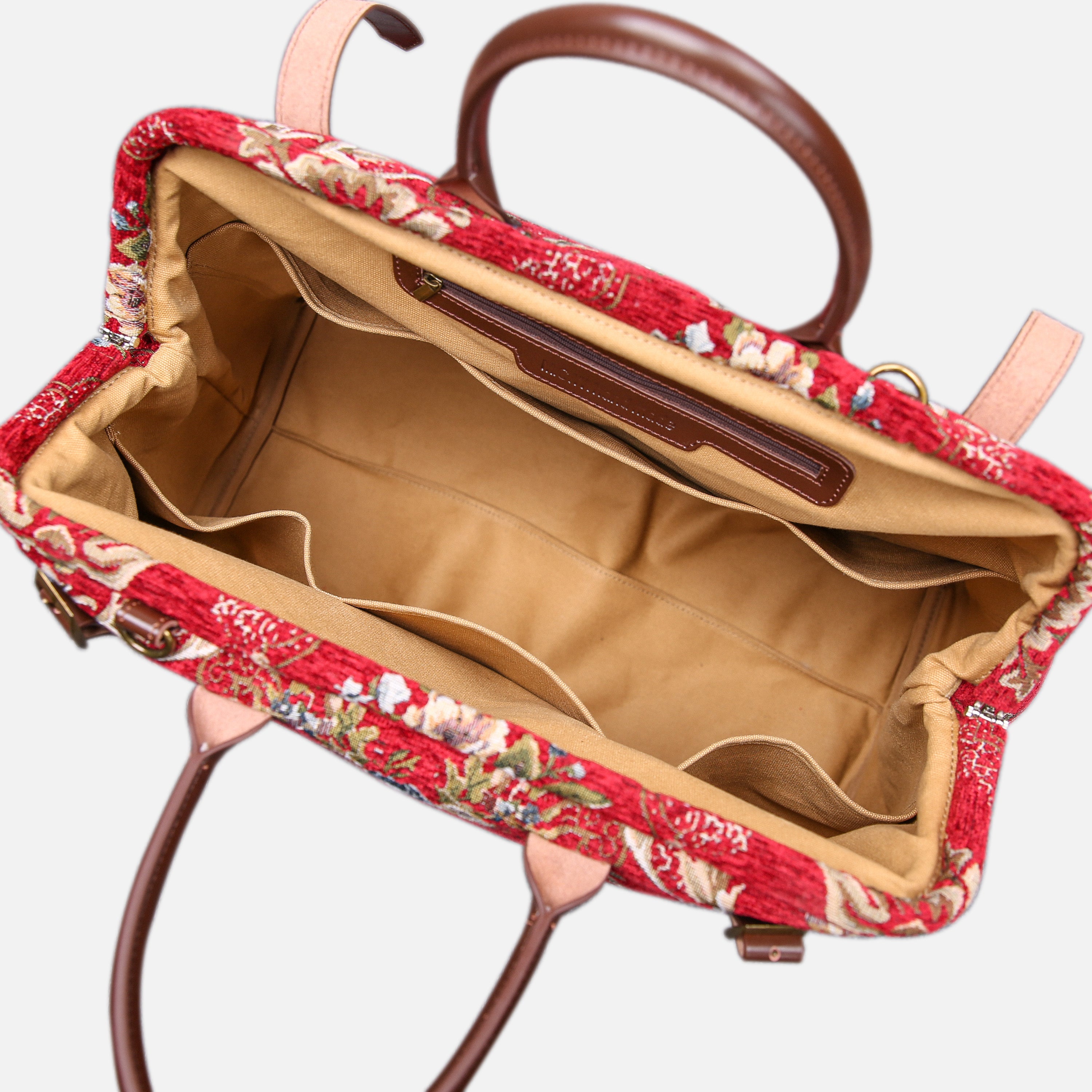 Floral Red Large Carpetbag   of America inside