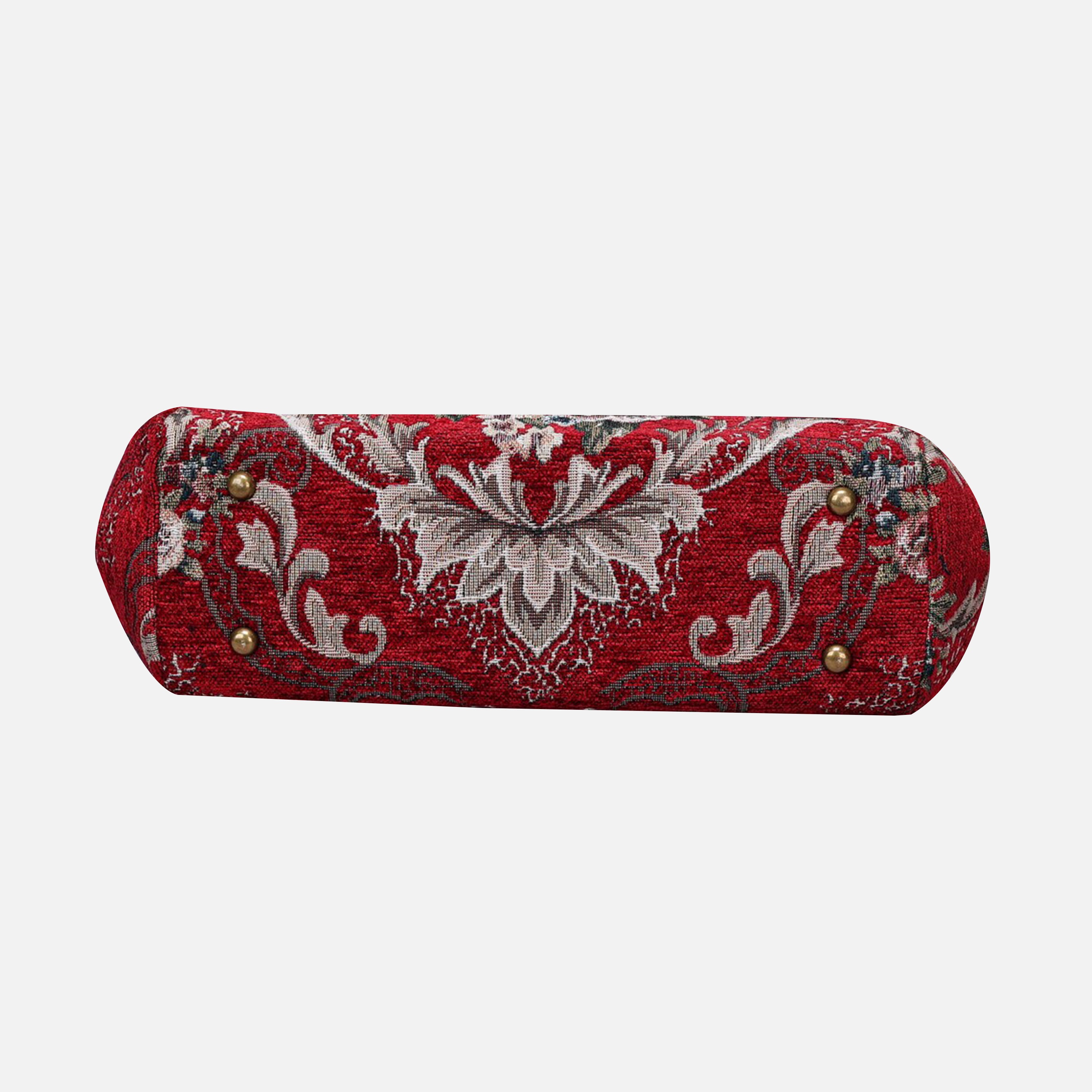 Floral Red Top Handle Purse carpet bag of America bottom