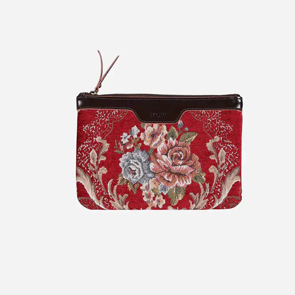 Floral Red Wristlet Clutch