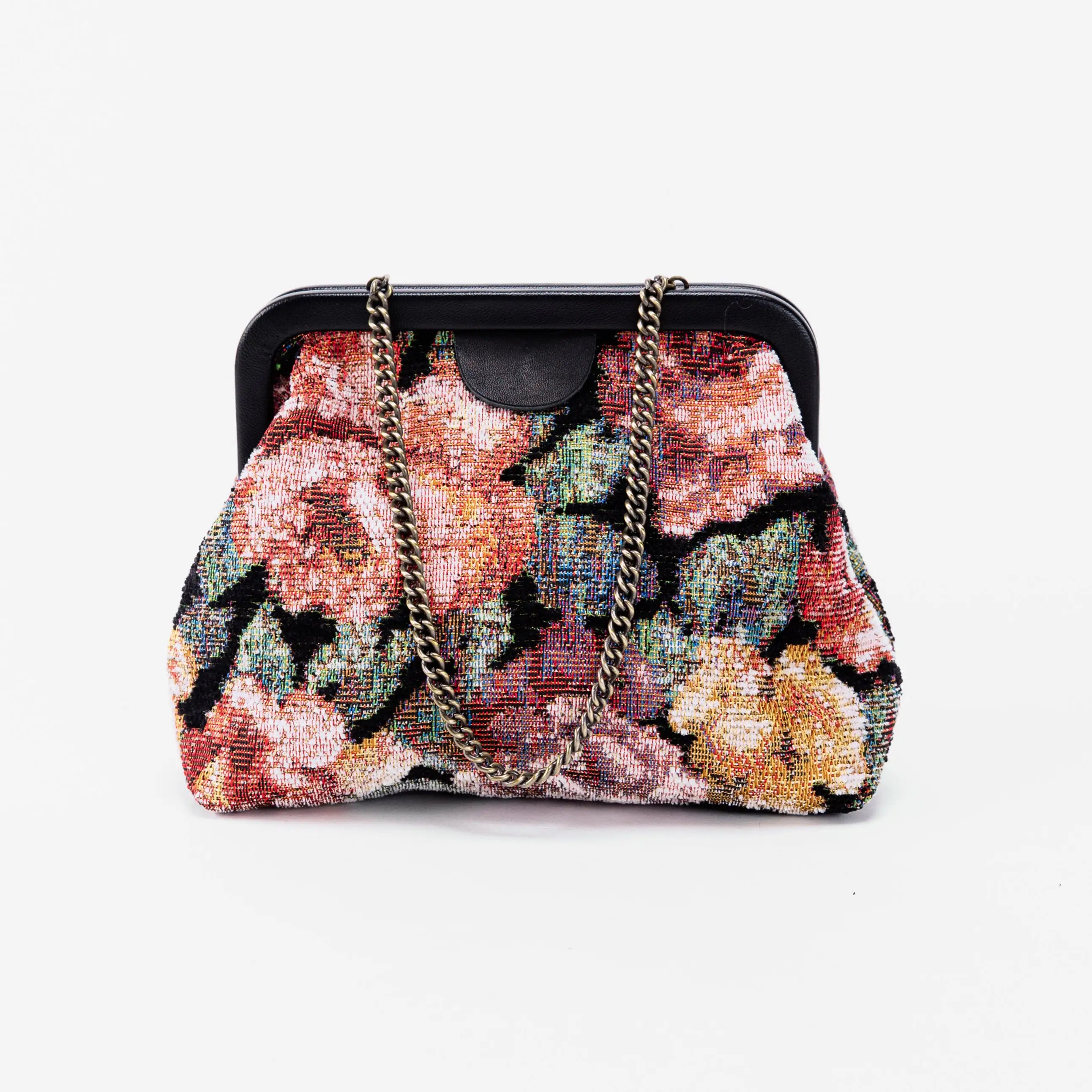 Floral Rose Alma Evening Clutch Carpet Bag front