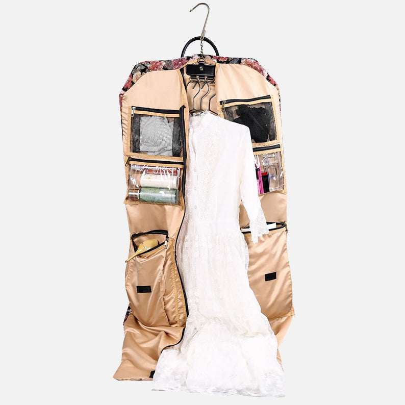 Floral Rose Carpet Garment Bag carpet bag of America in use
