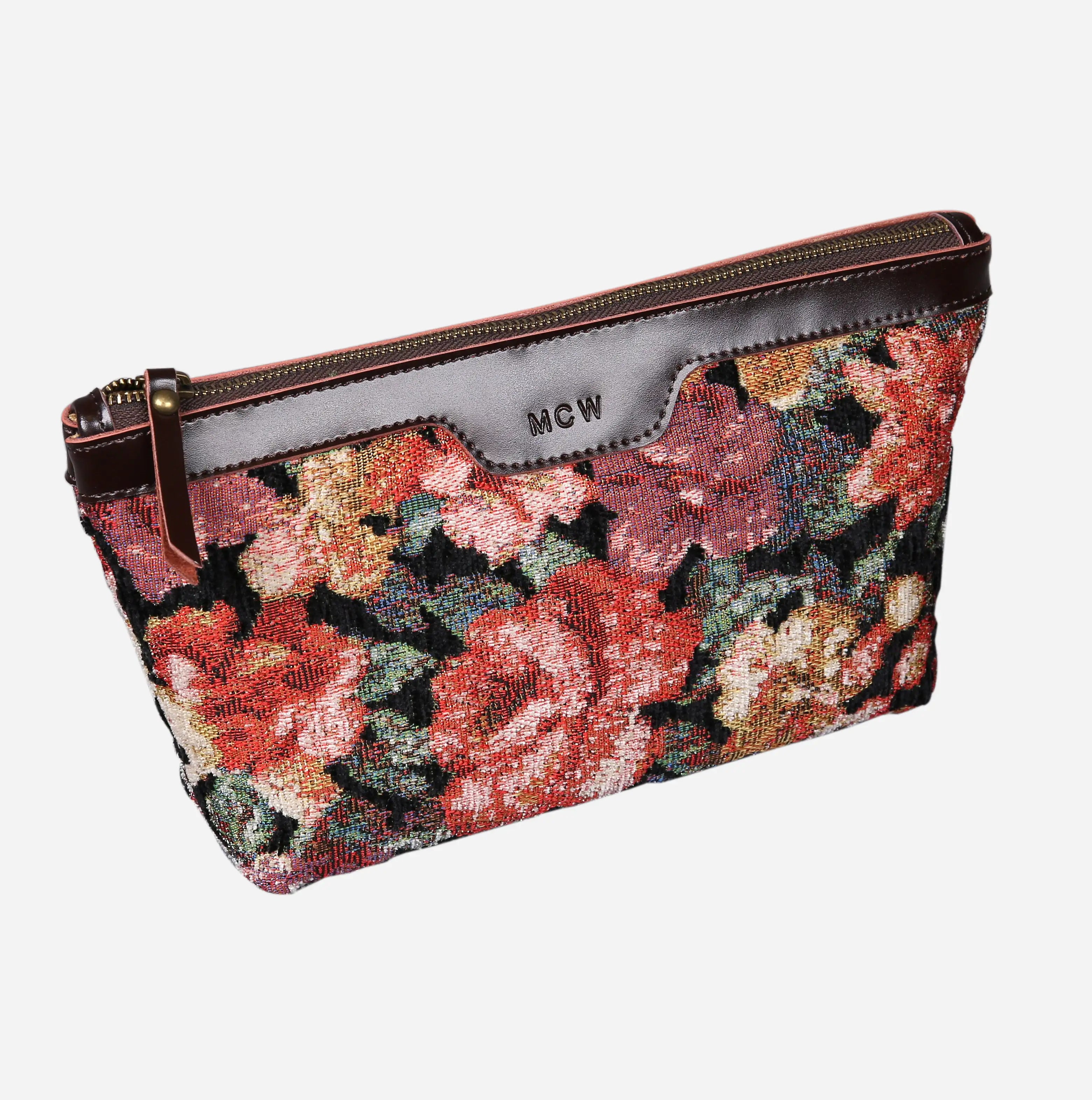 Floral Rose Carpet Makeup Bag carpet bag MCW Handmade of America front