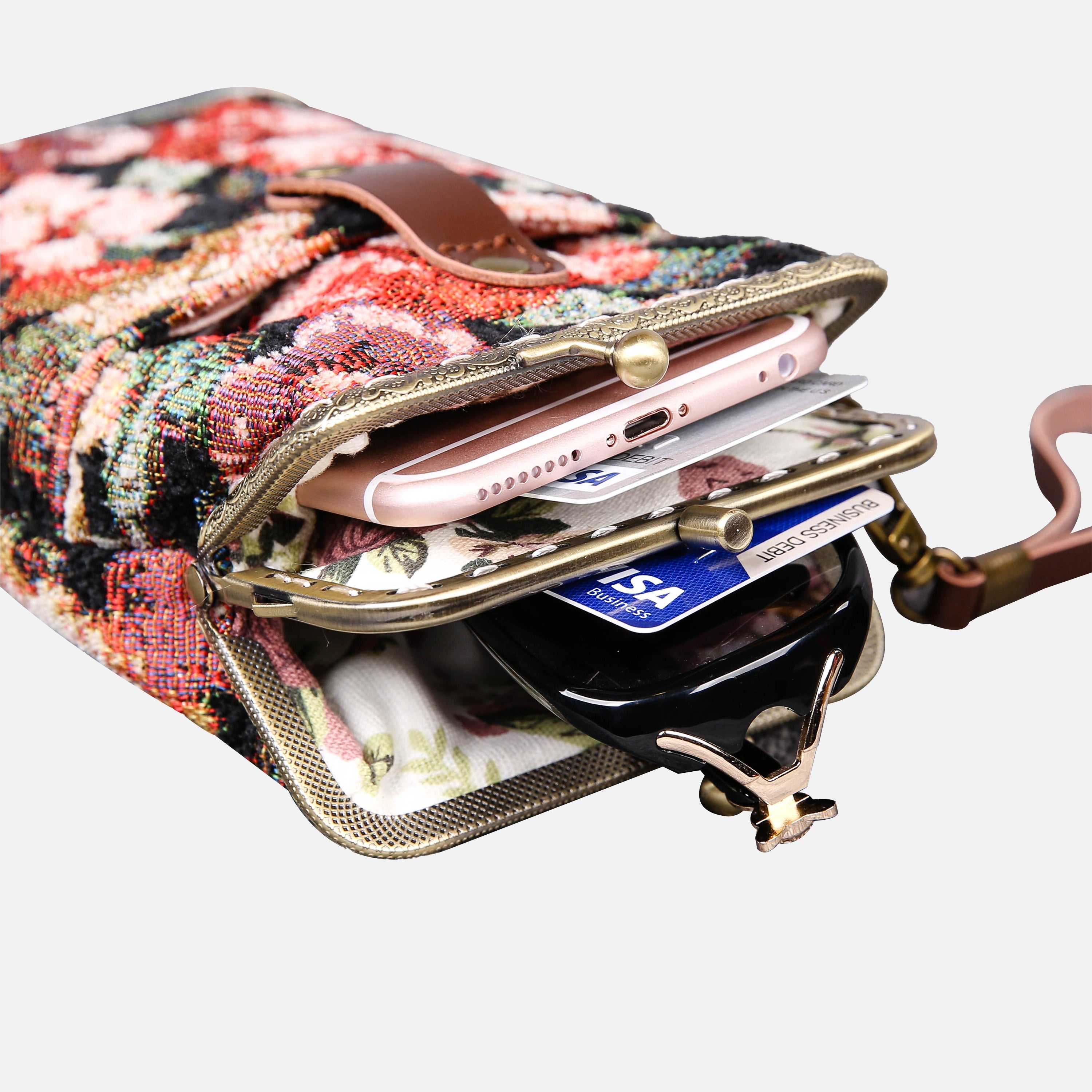 Floral Rose Carpet Phone Case Carpetbag of America in use