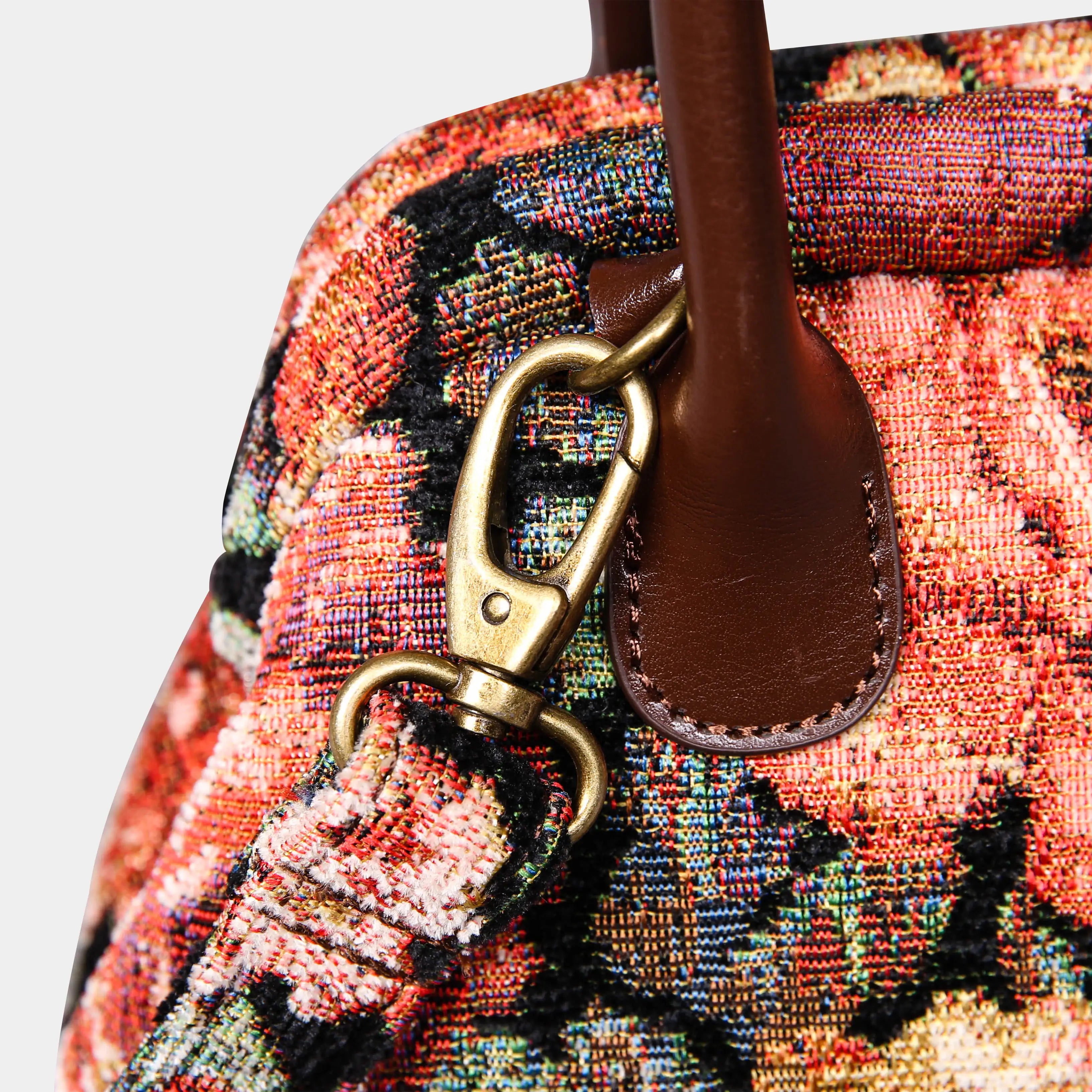 Floral Rose Carpet Satchel carpet bag MCW Handmade of America buckle