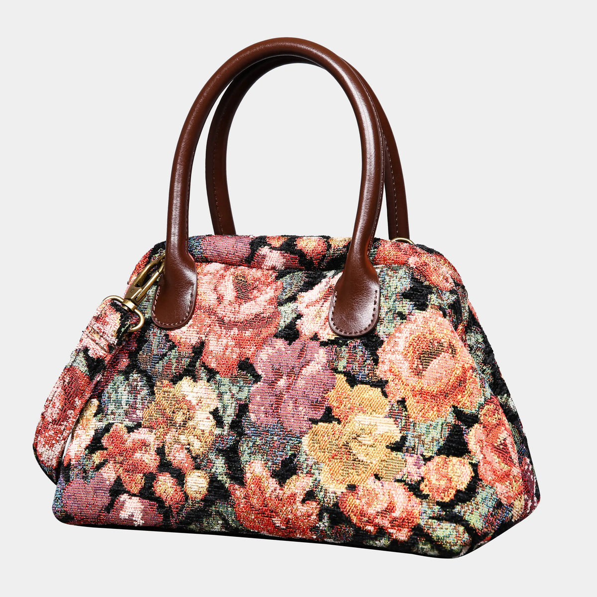 Floral Rose Carpet Satchel carpet bag MCW Handmade of America front
