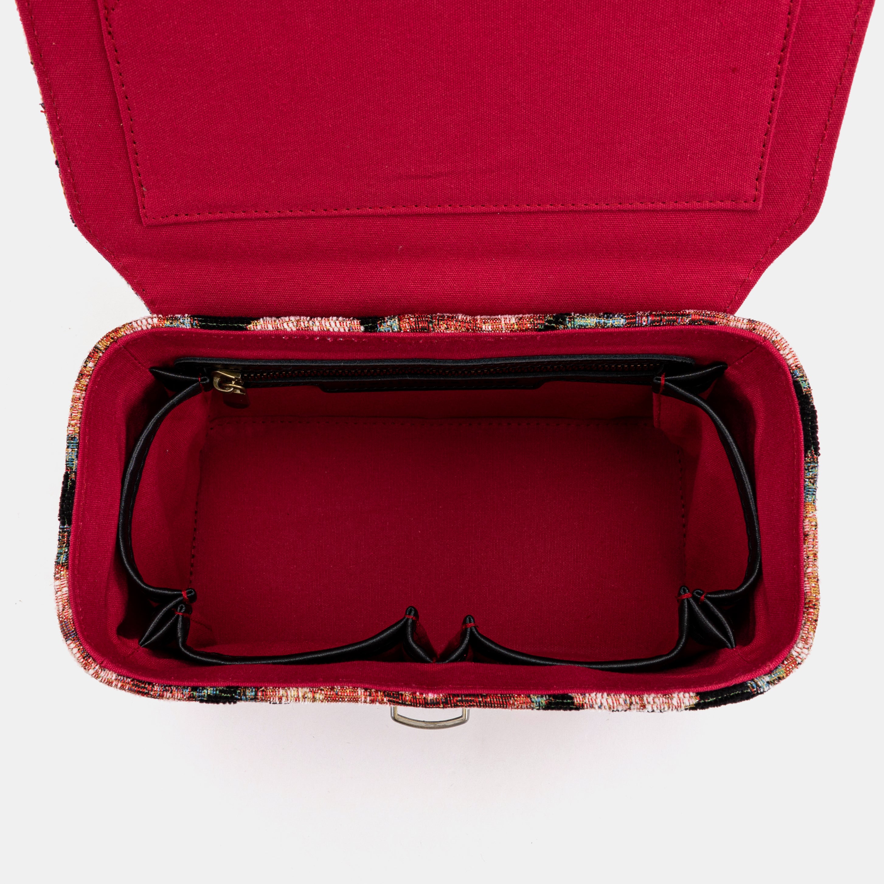 Floral Rose Clara Medium Train Case Purse of America inside