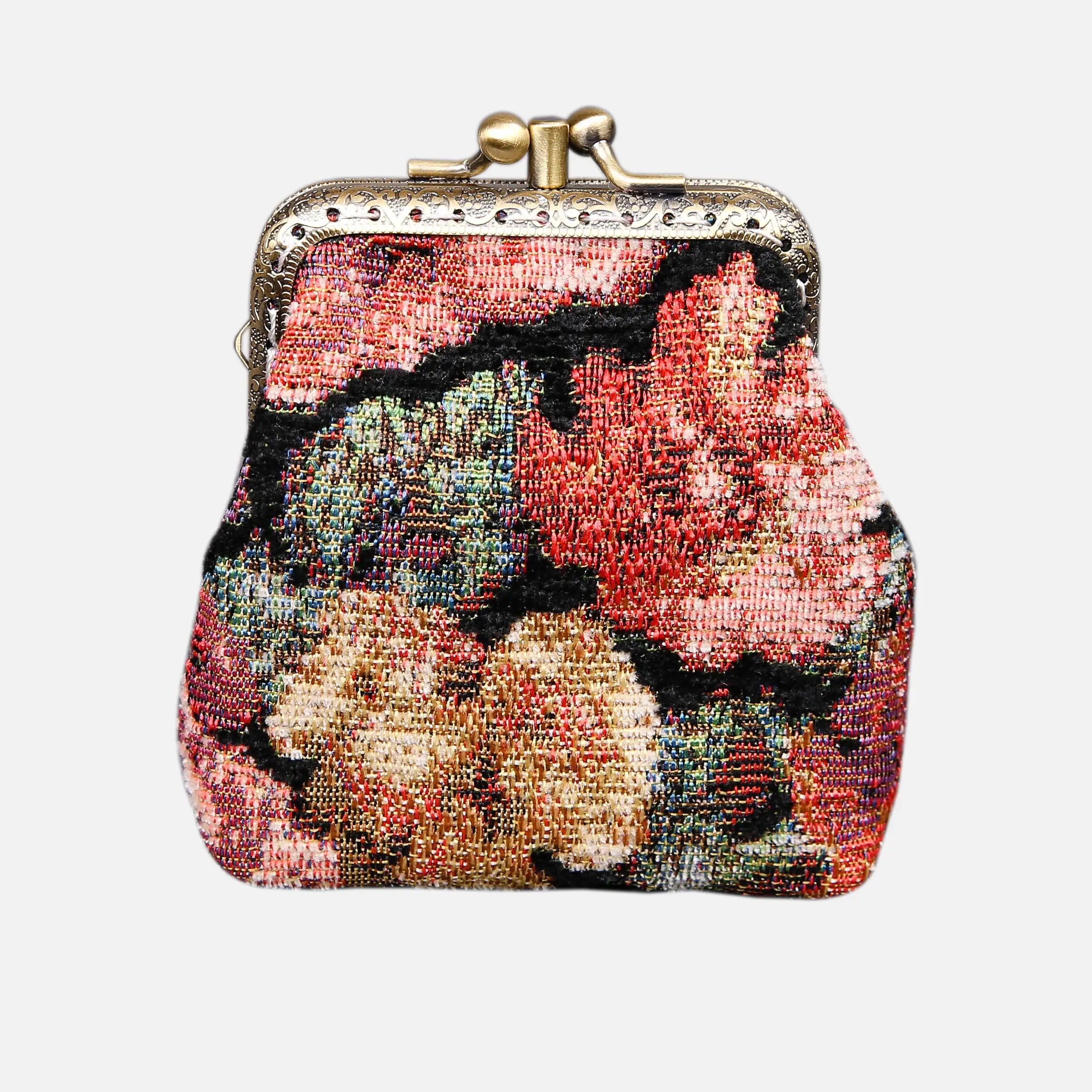 Floral Rose Double Kiss Clasp Coin Purse of America front-2