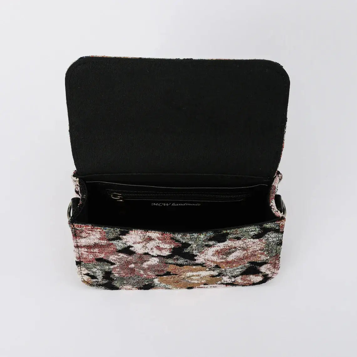 Floral Rose Flap Crossbody Bag carpet bag of America inside