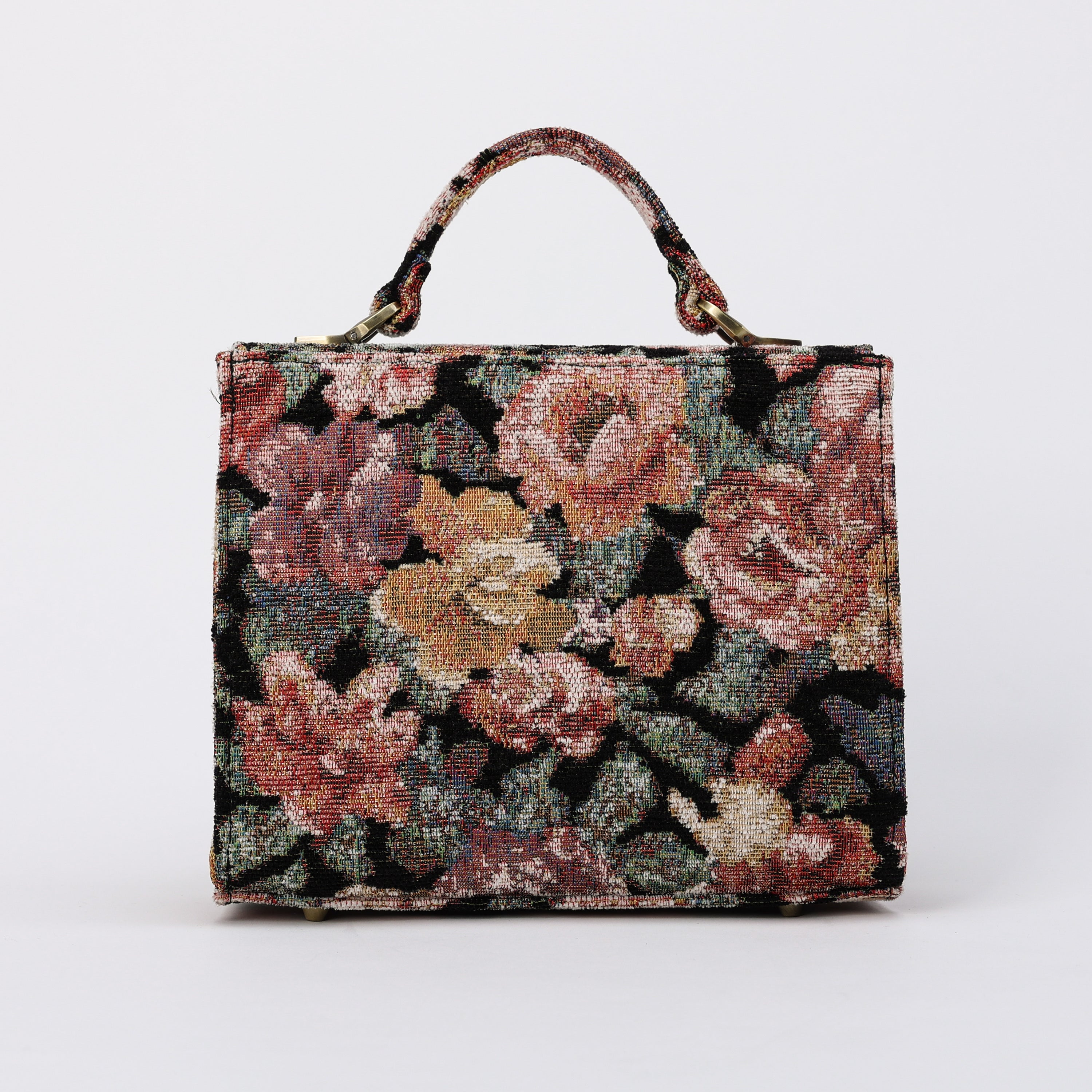 Floral Rose Flap Satchel Carpetbag of America back