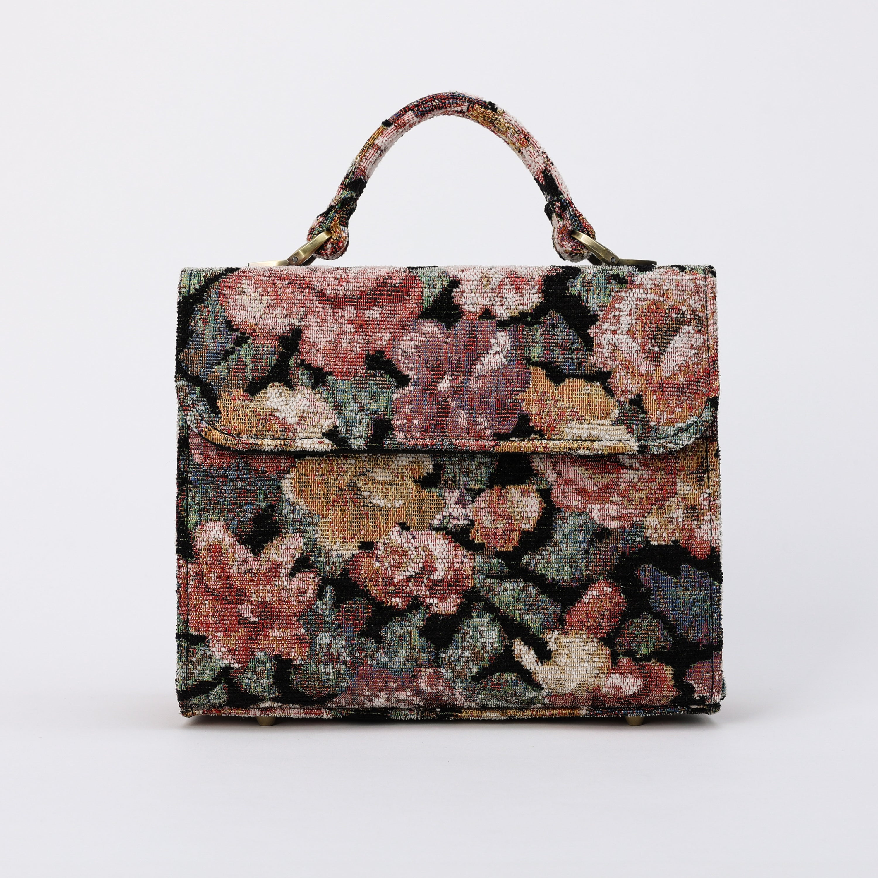 Floral Rose Flap Satchel Carpetbag of America main