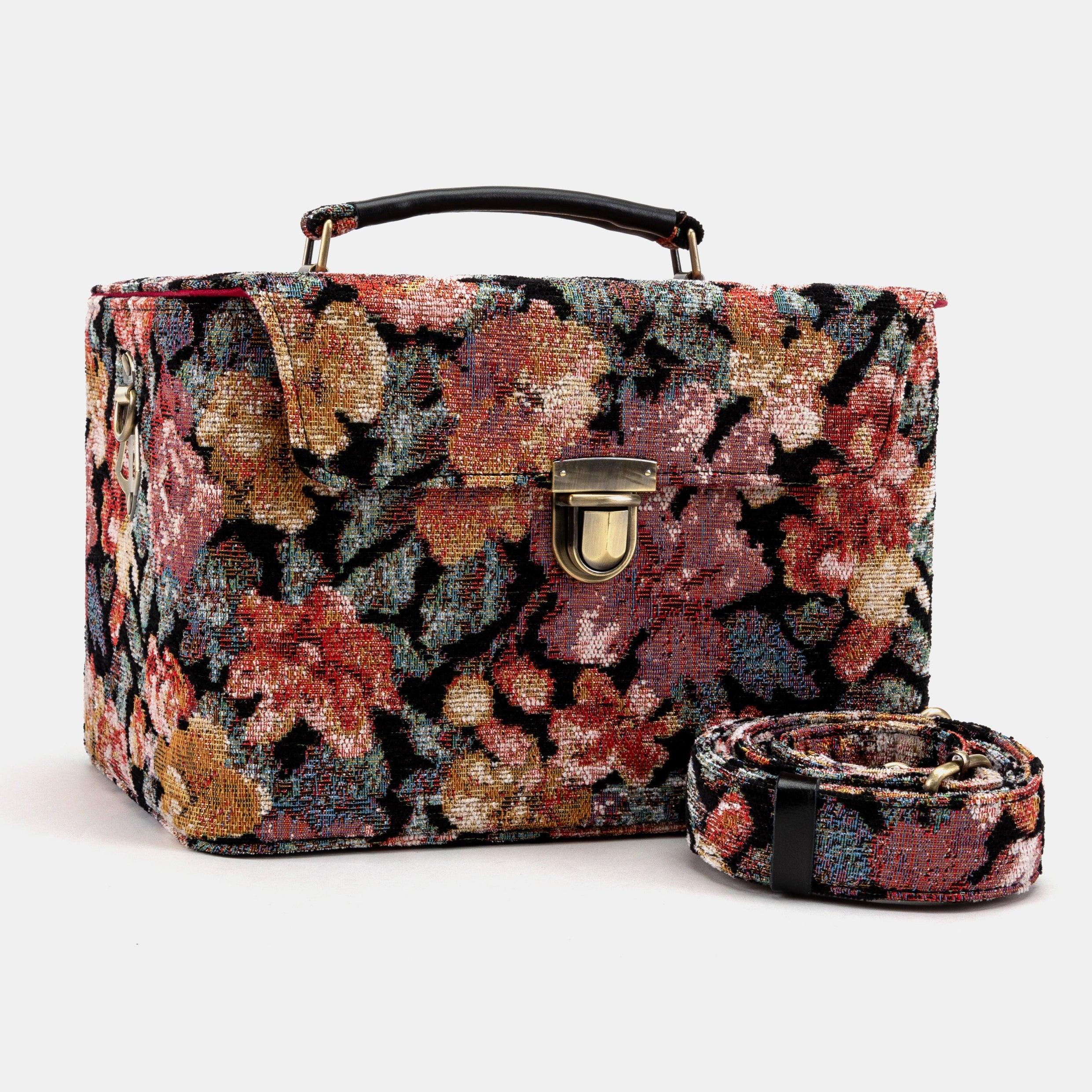 Floral Rose Josephine Large Train Case of America with shoulder strap