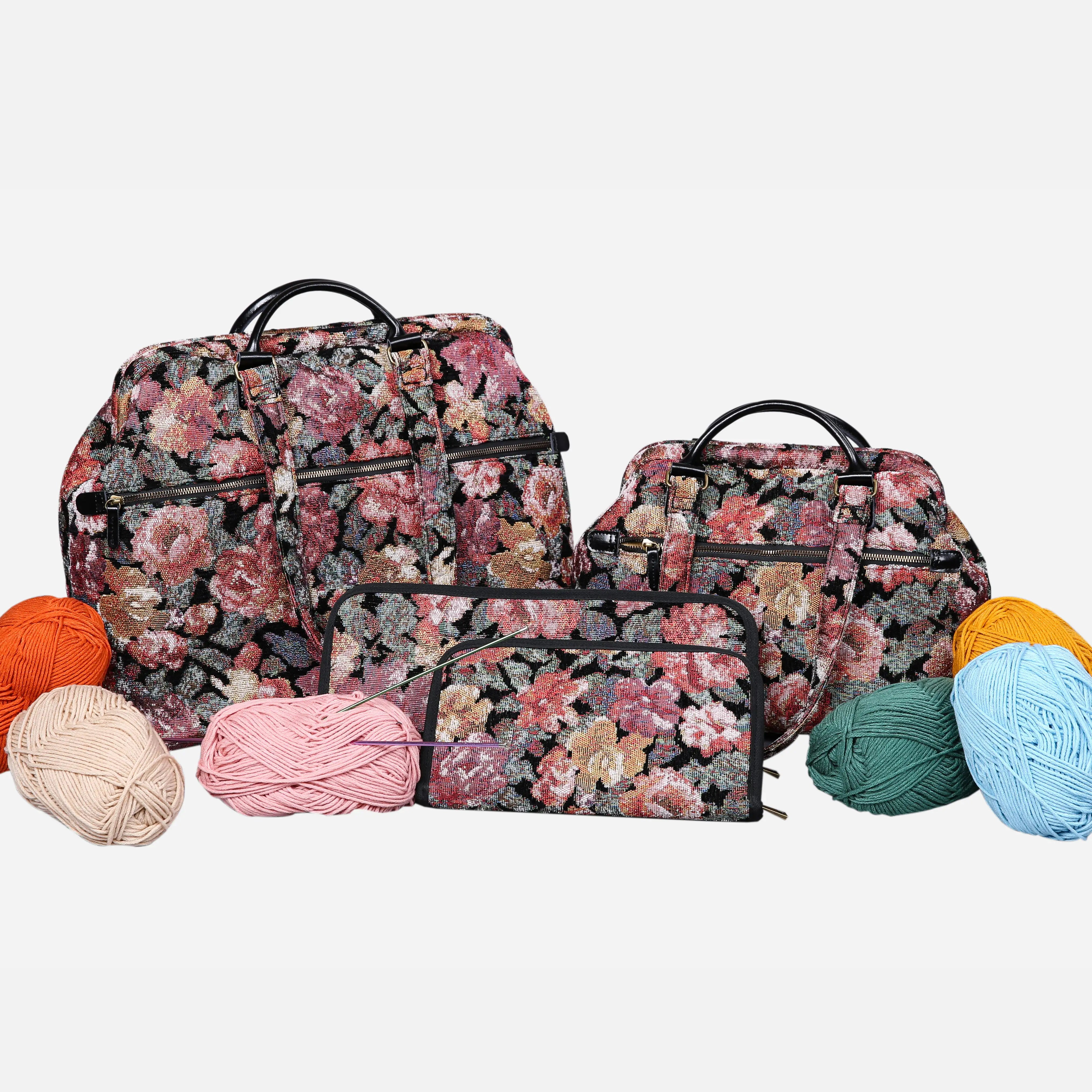 Floral Rose Knitting Project Bag  of America-set