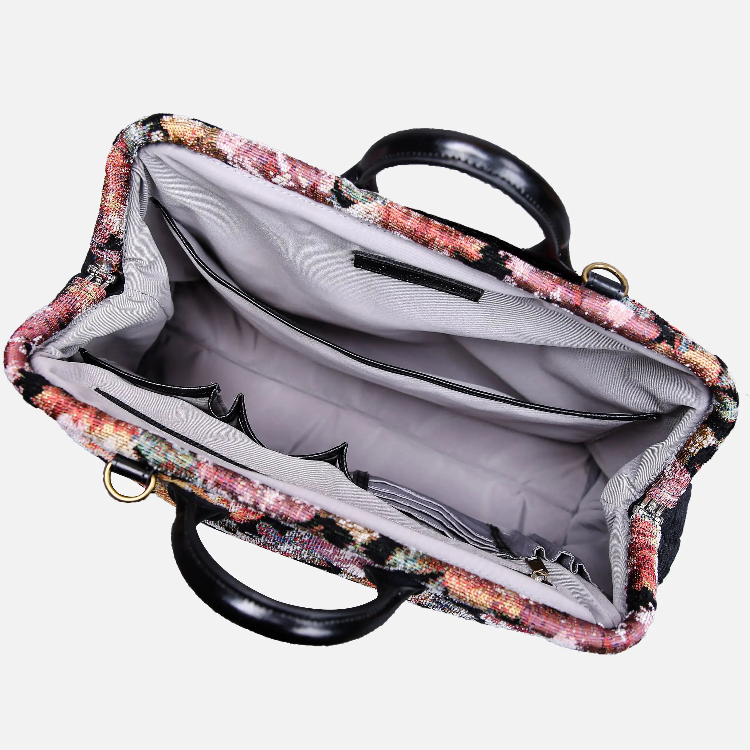 Floral Rose Laptop Work Bag carpet bag of America inside