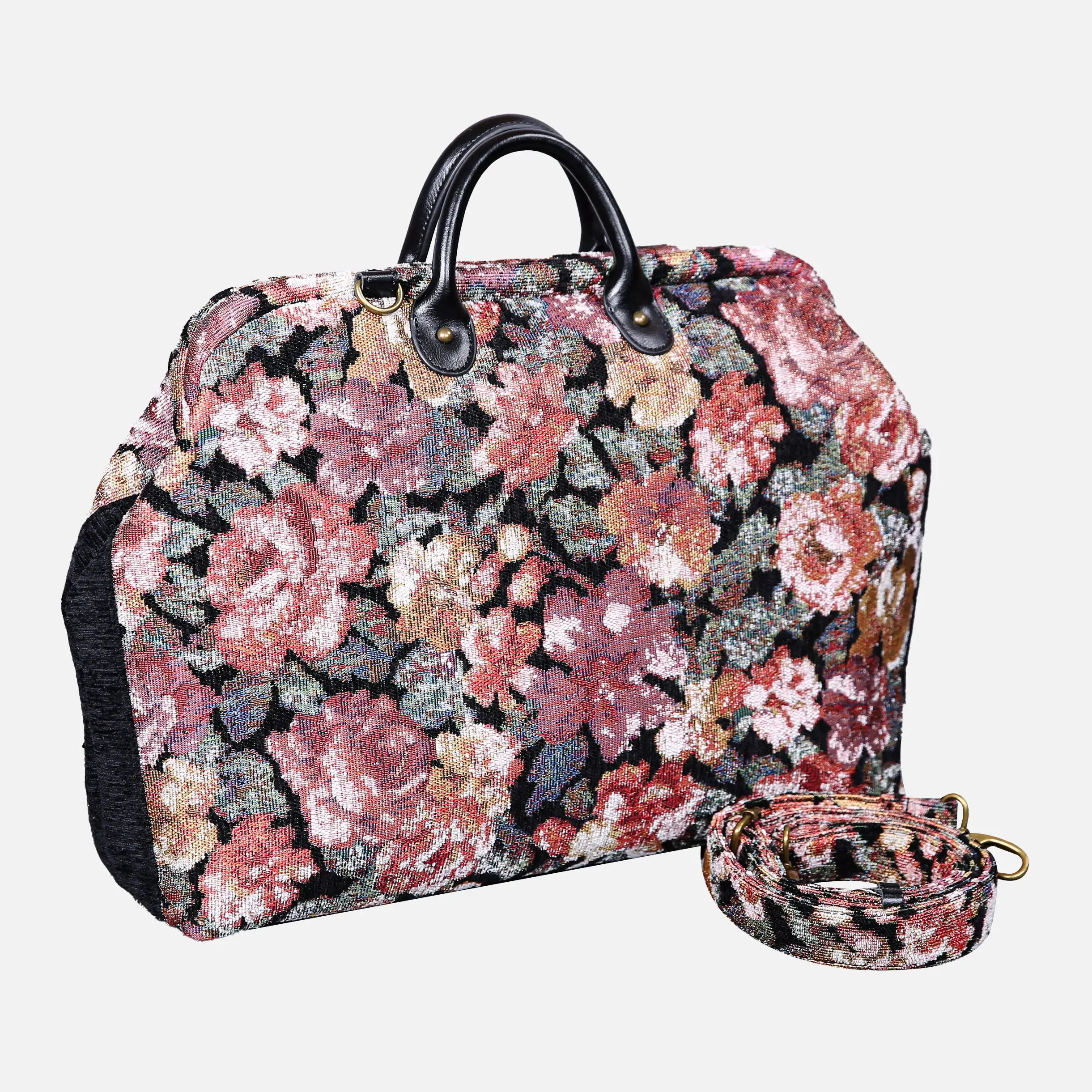 Floral Rose Laptop Work Bag carpet bag of America with shoulder strap