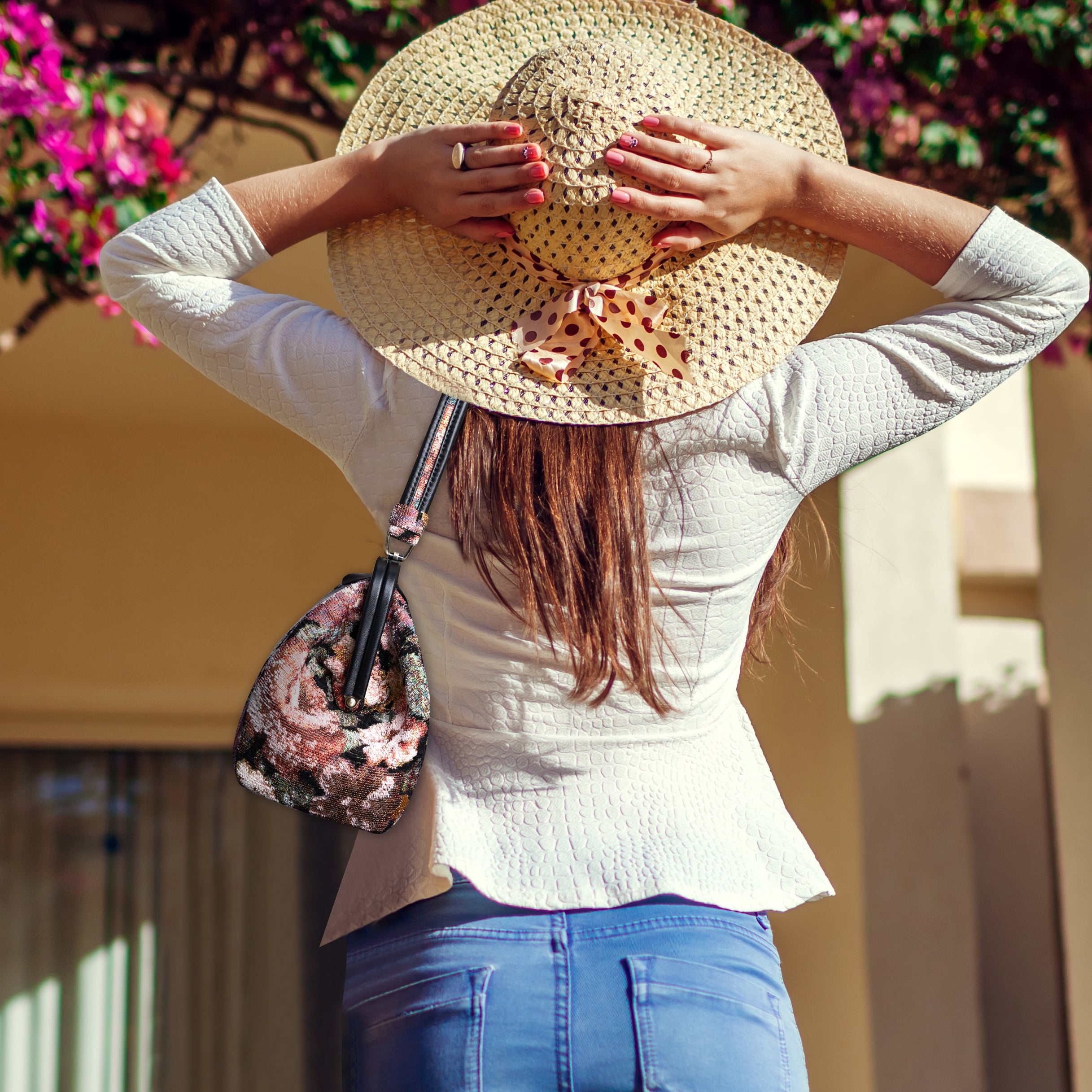 Floral Rose Shoulder Bag  of America and model
