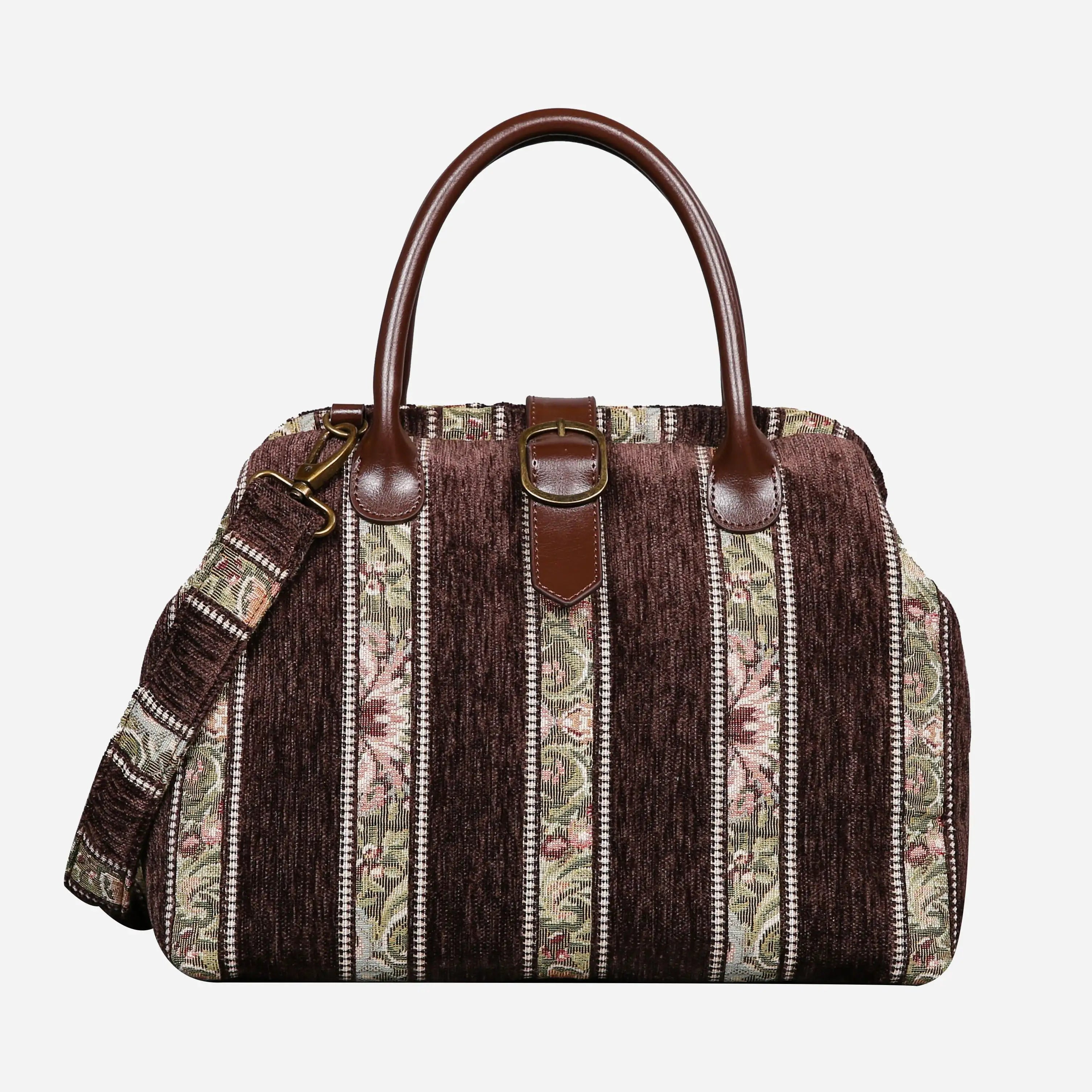 Floral Strips Coffee Carpet Handbag Purse carpet bag MCW Handmade of America main