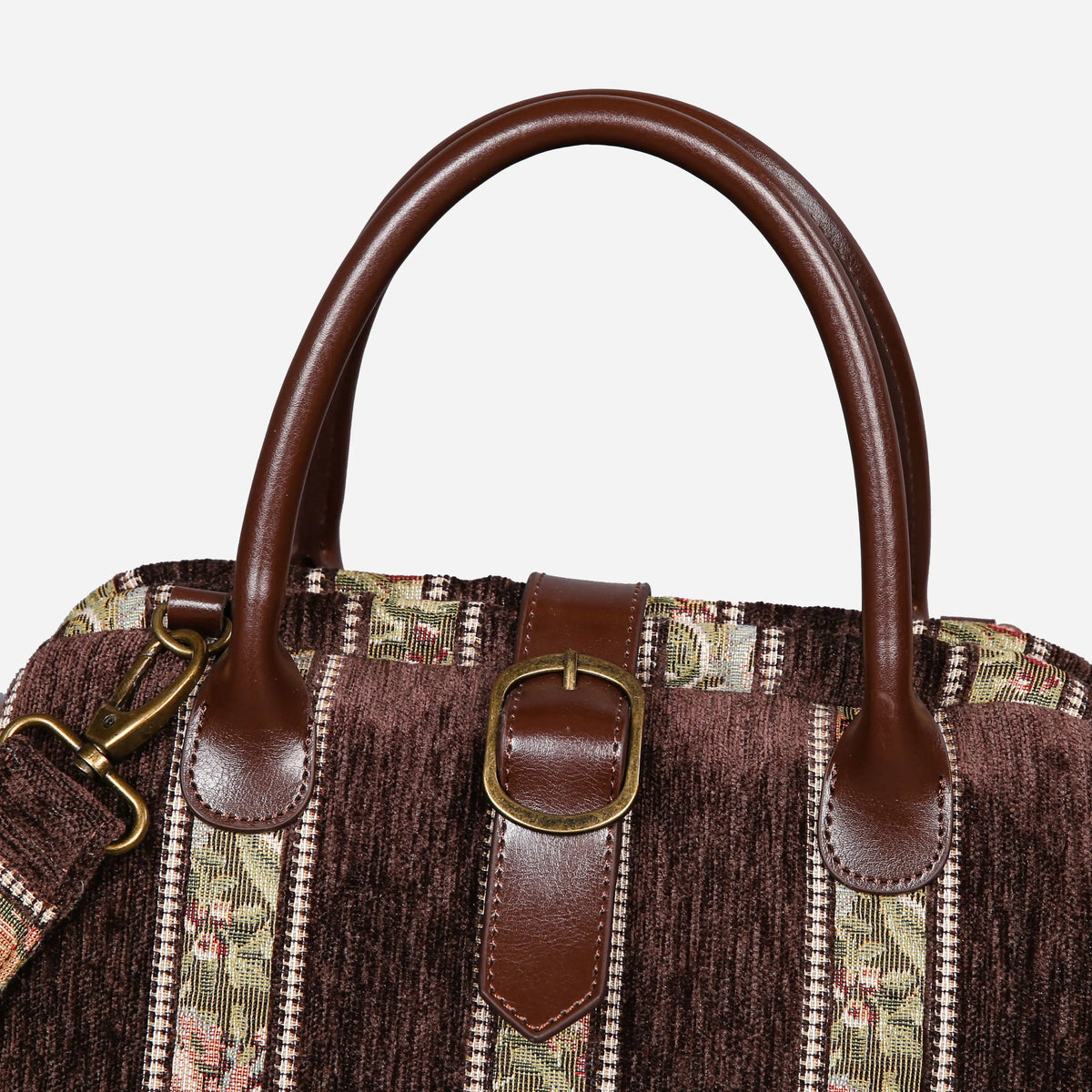 Floral Strips Coffee Carpet Handbag Purse carpet bag MCW Handmade of America buckle