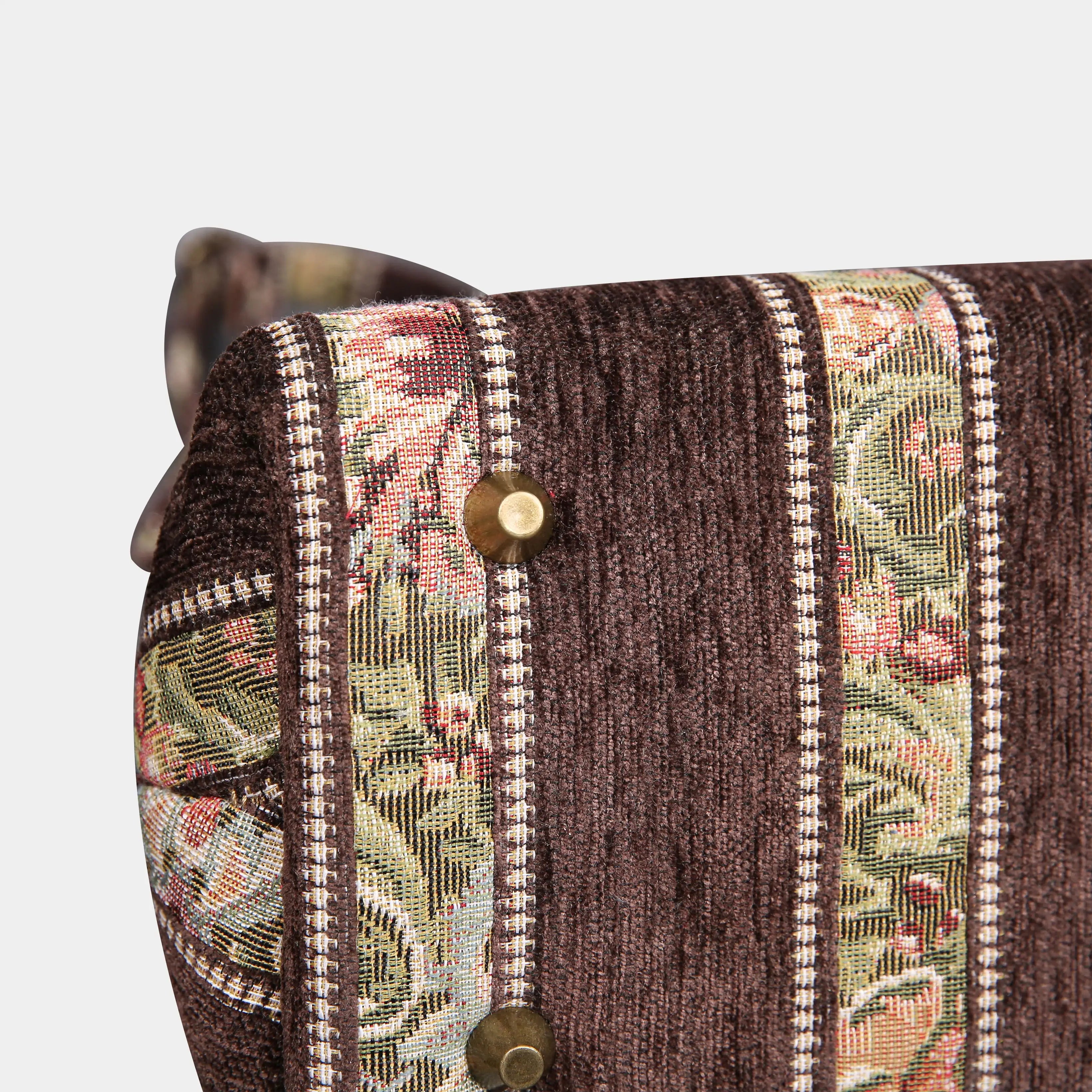 Floral Stripes Coffee Carpet Satchel carpet bag MCW Handmade of America bottom