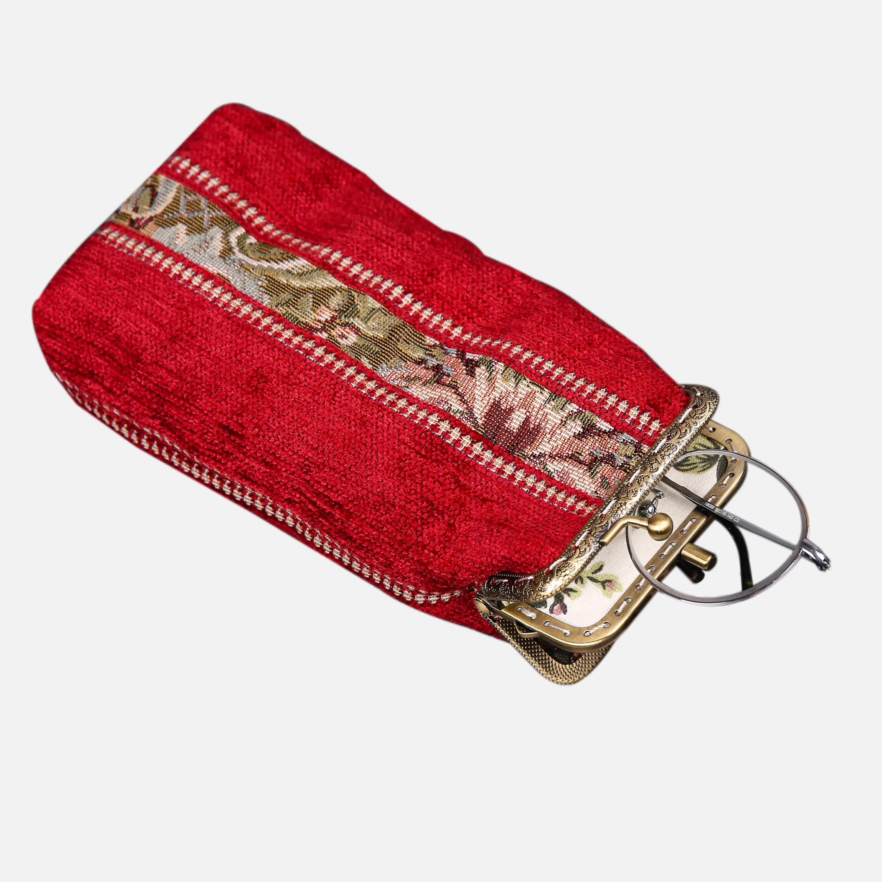Floral Stripes Carpet Eyeglasses Case of America with glasses-5