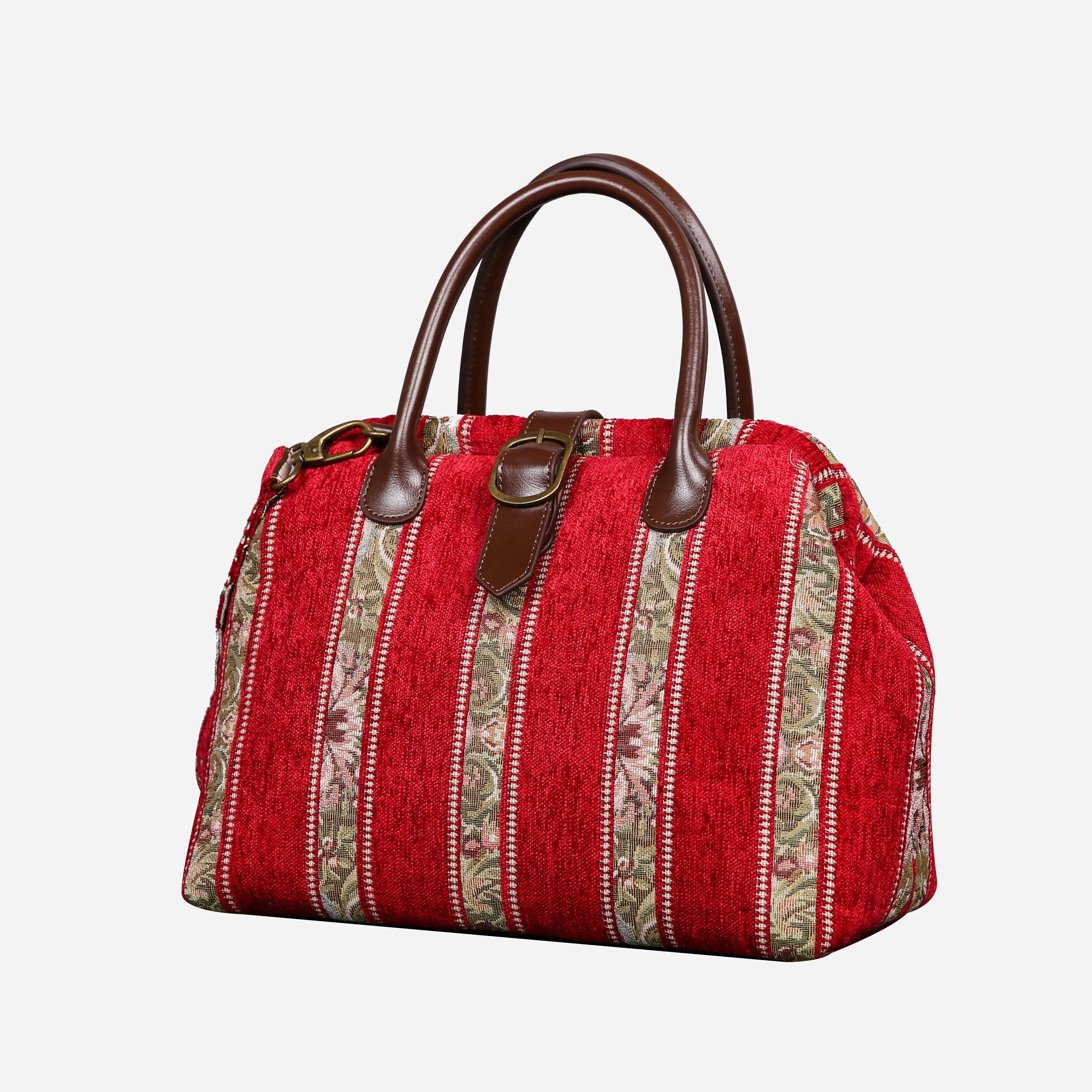 Floral Strips Red Carpet Handbag Purse carpet bag MCW Handmade of America front