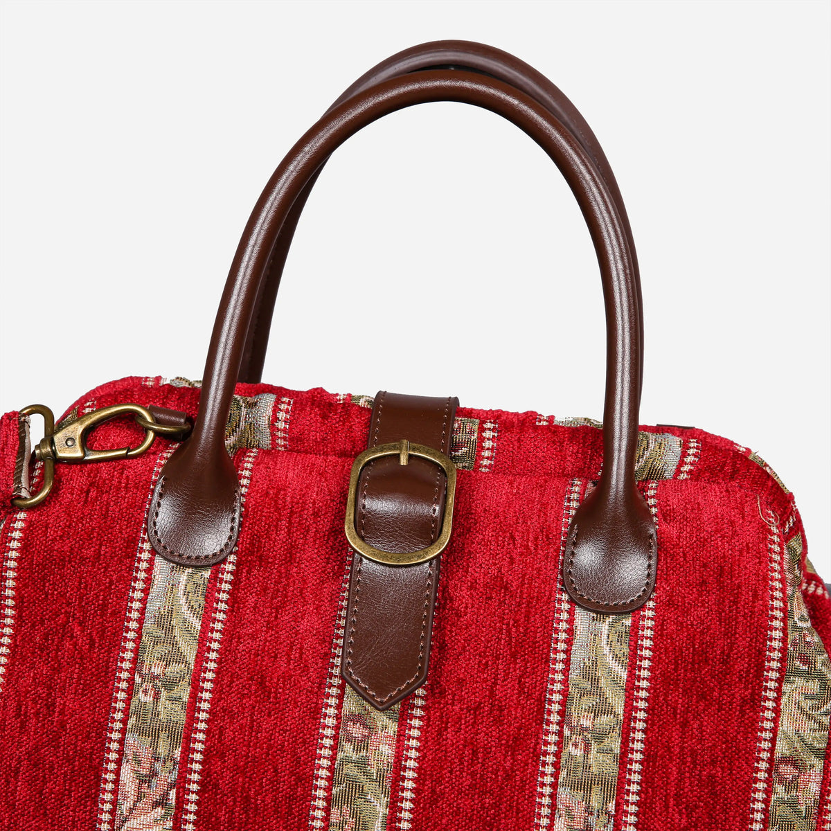 Floral Strips Red Carpet Handbag Purse carpet bag MCW Handmade of America buckle