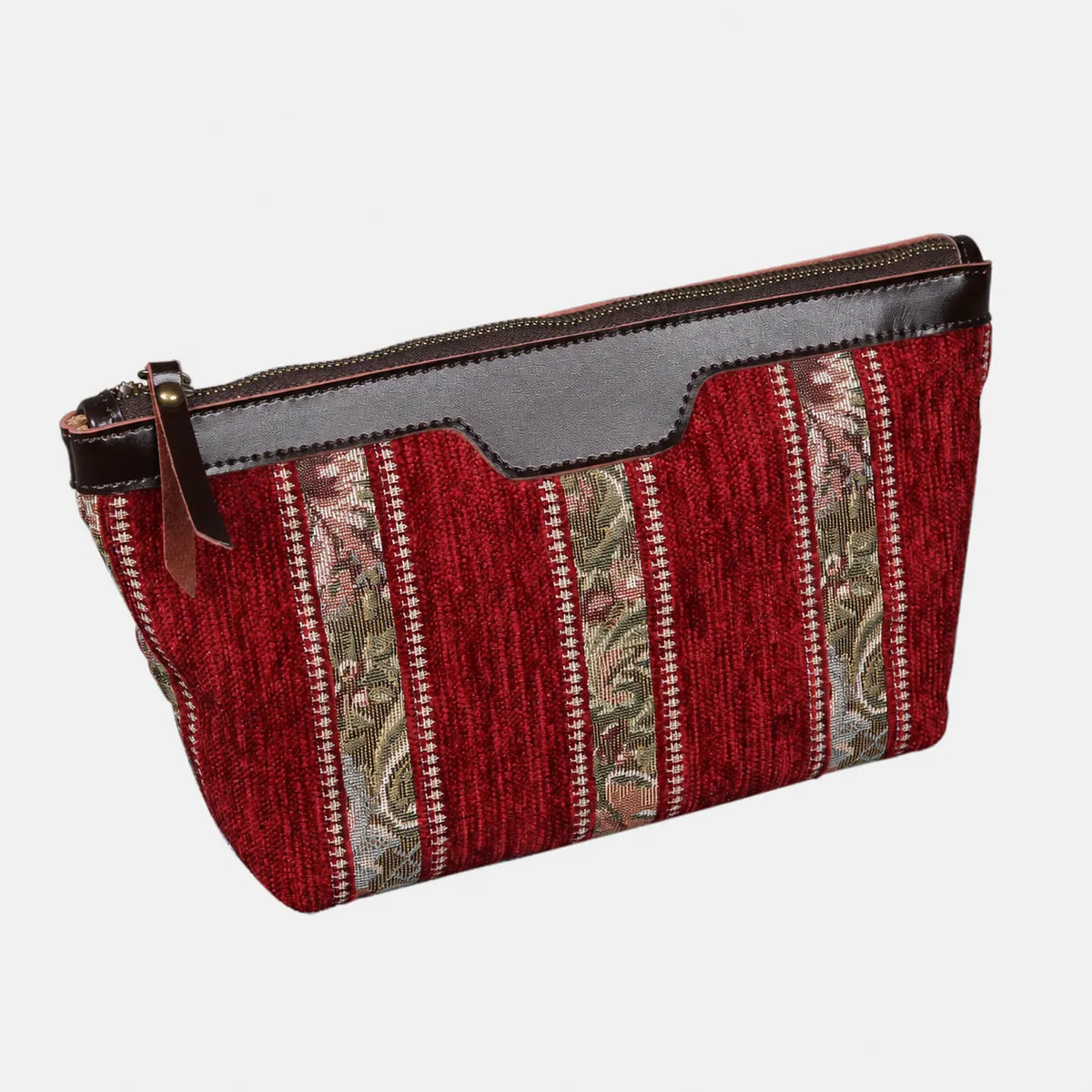Floral Strips Red Carpet Makeup Bag carpet bag MCW Handmade of America front